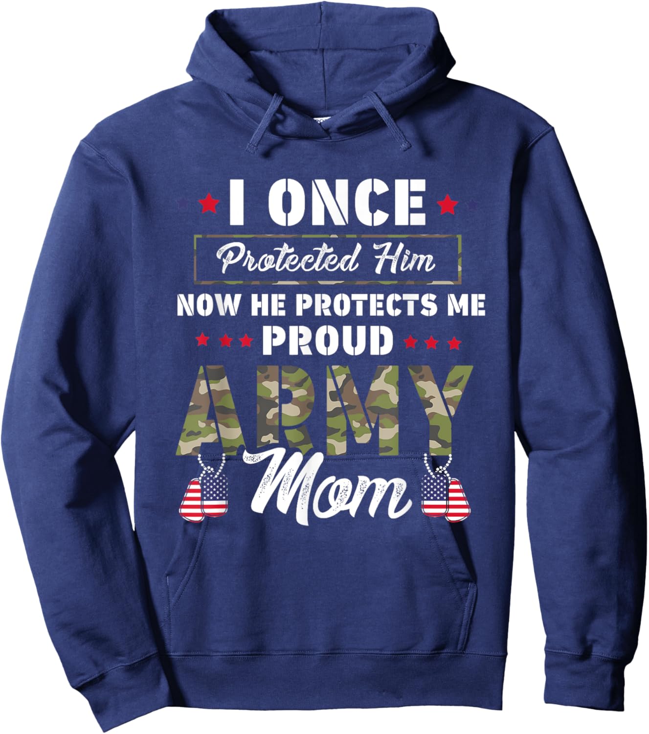 I Once Protected Him Now He Protects Me Proud Army Mom Hoodie - Hoodie | Navy