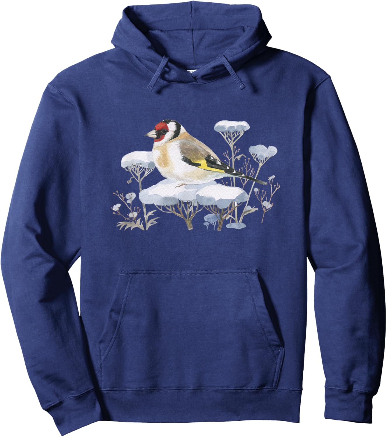 Garden Birds Thistlefink in the Snow Forest Drawing Bird Hoodie - Hoodie | Navy