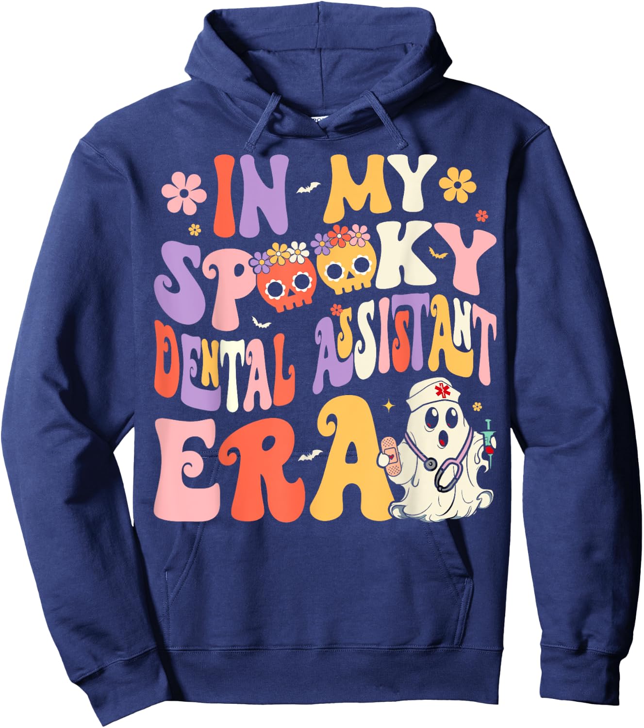 In My Spooky Dental Assistant Era Groovy Ghost Halloween Hoodie - Hoodie | Navy