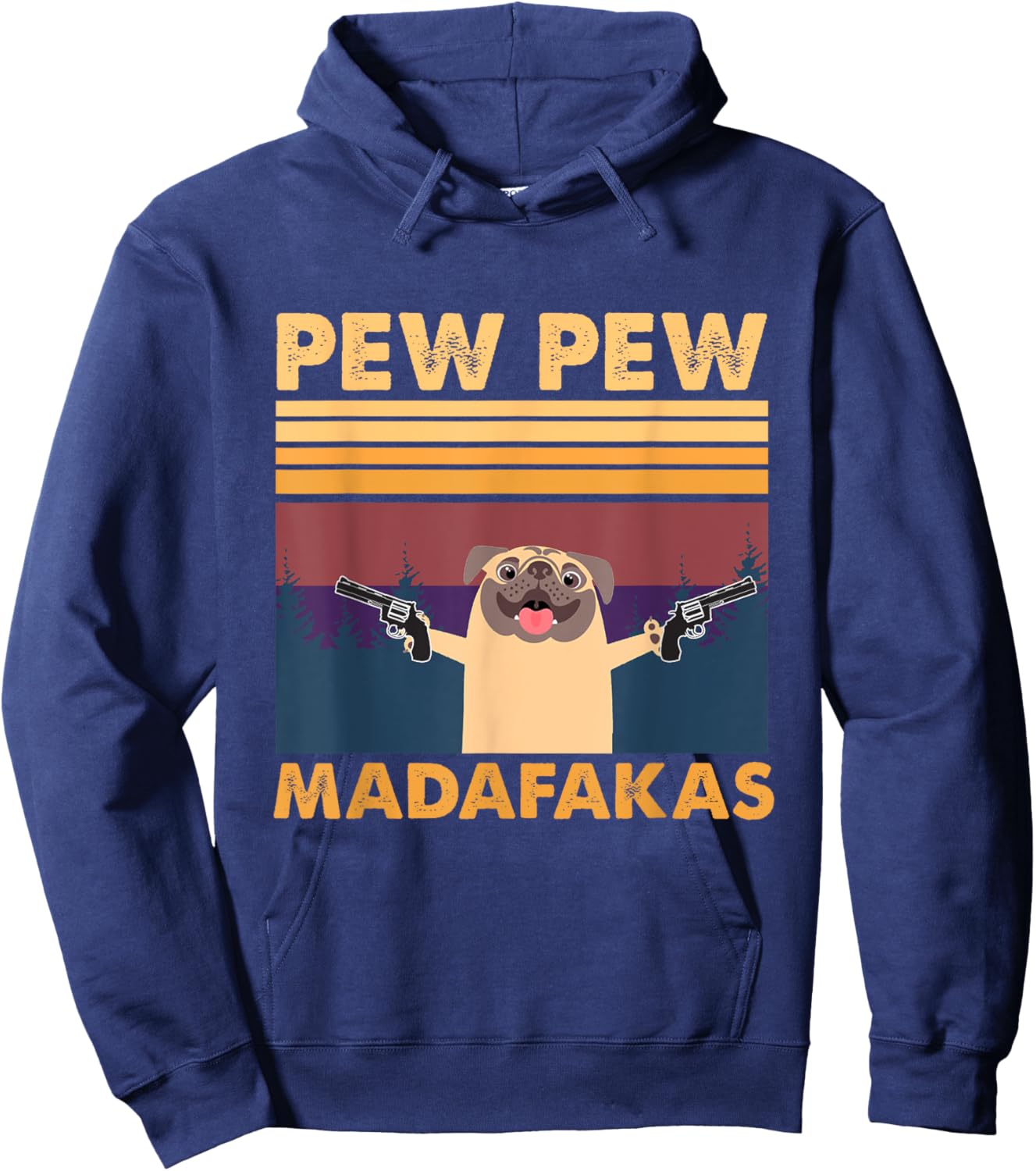 Vintage PewPew Mada-fakas Crazy Pew Pug Hoodie - Hoodie | Navy