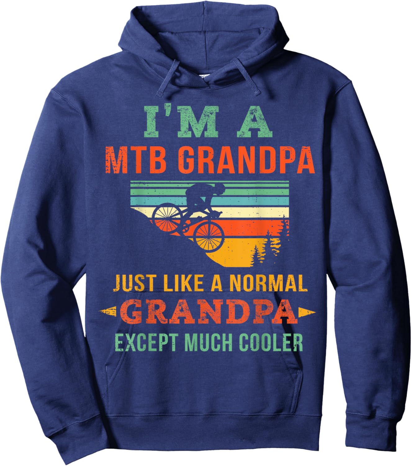 Mountain Biking Grandfather Bike MTB Grandpa Mountain Biker Hoodie - Hoodie | Navy
