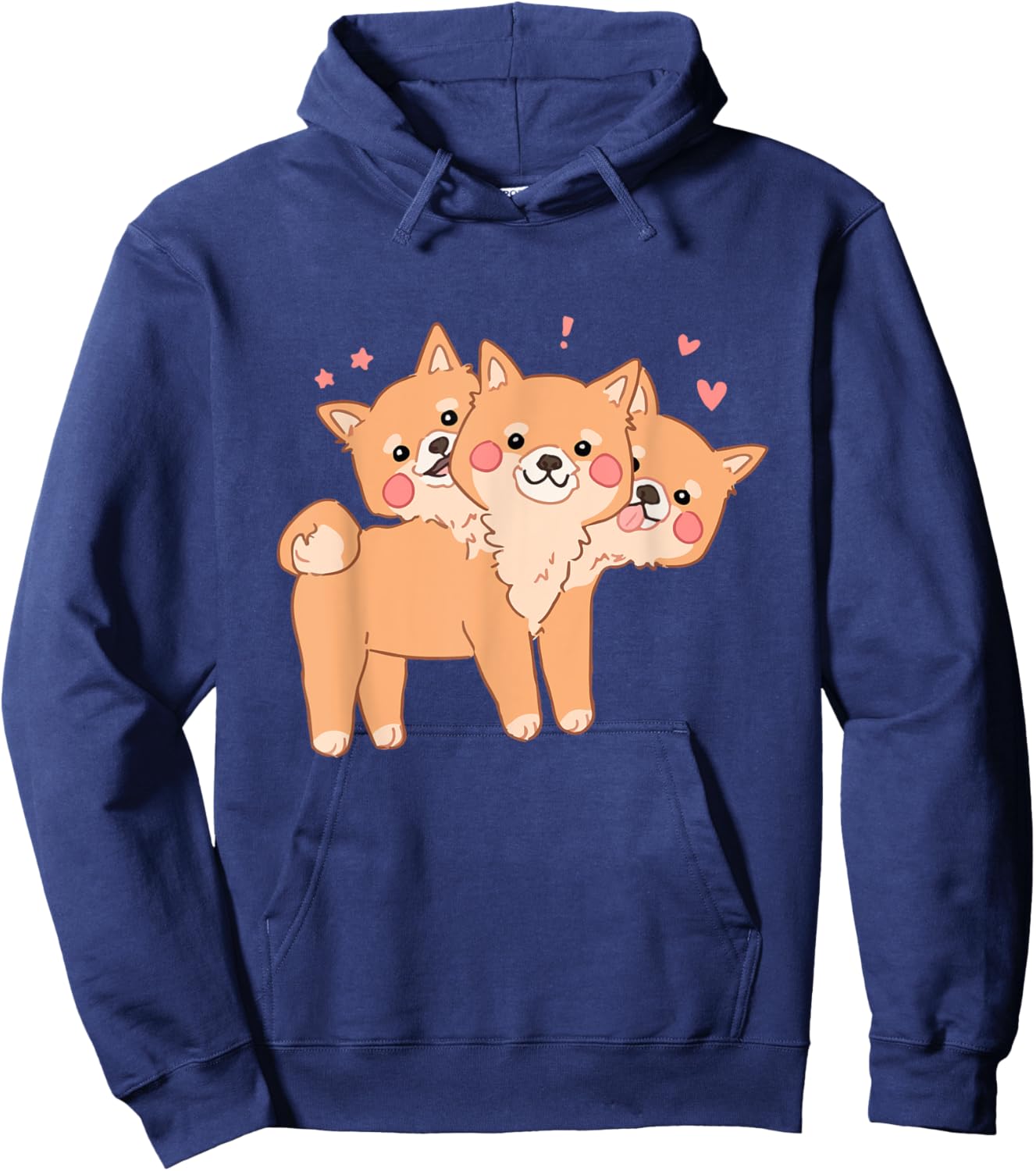 Kawaii Pastel Cute 3 Headed Dog Hoodie - Hoodie | Navy