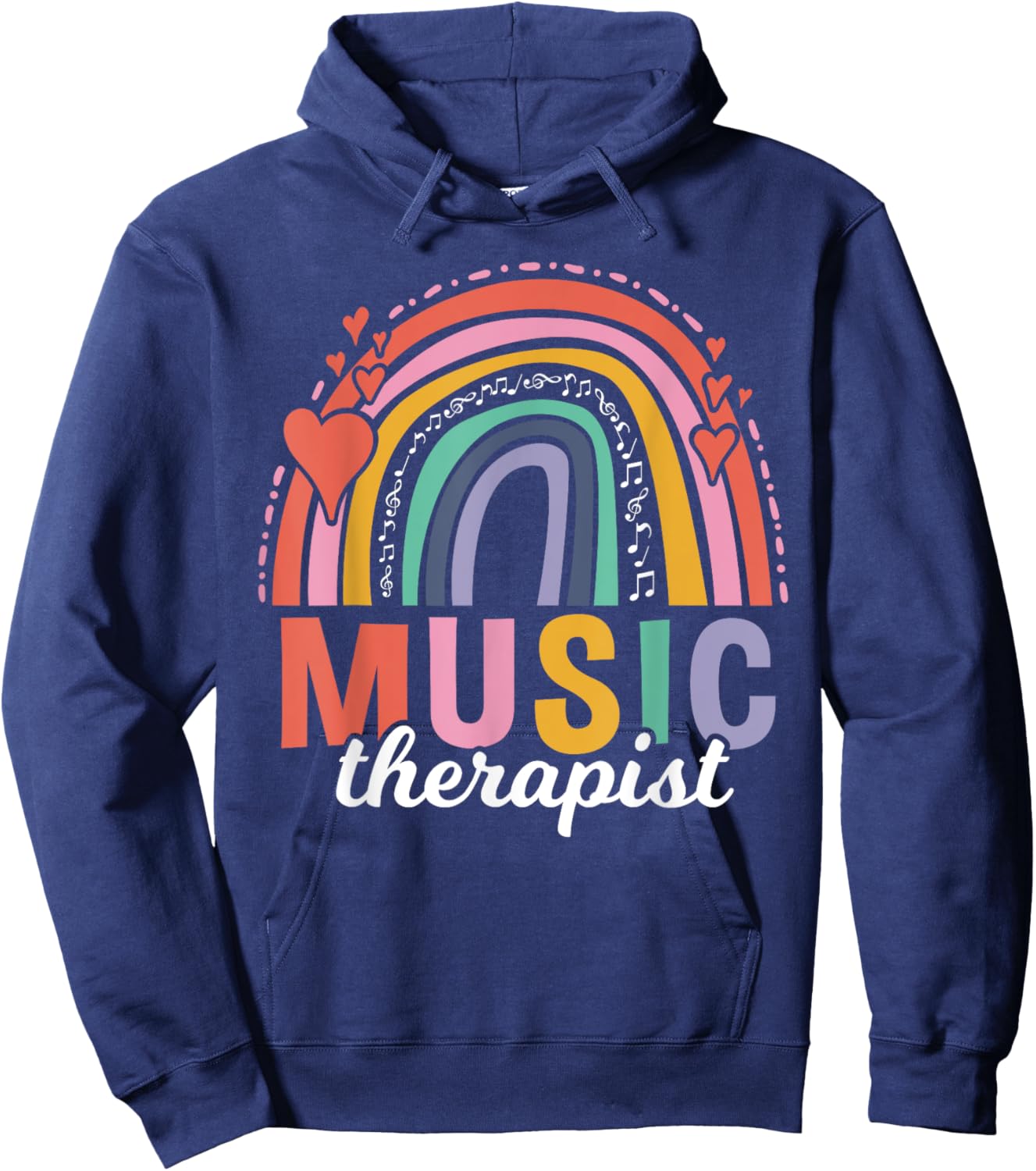 Music Therapy Notes - Vintage Music Therapist Hoodie - Hoodie | Navy