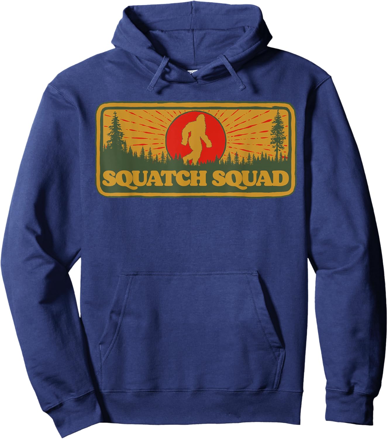 Squatch Squad Vintage Bigfoot Hunter Research Team Group 80s Hoodie - Hoodie | Navy