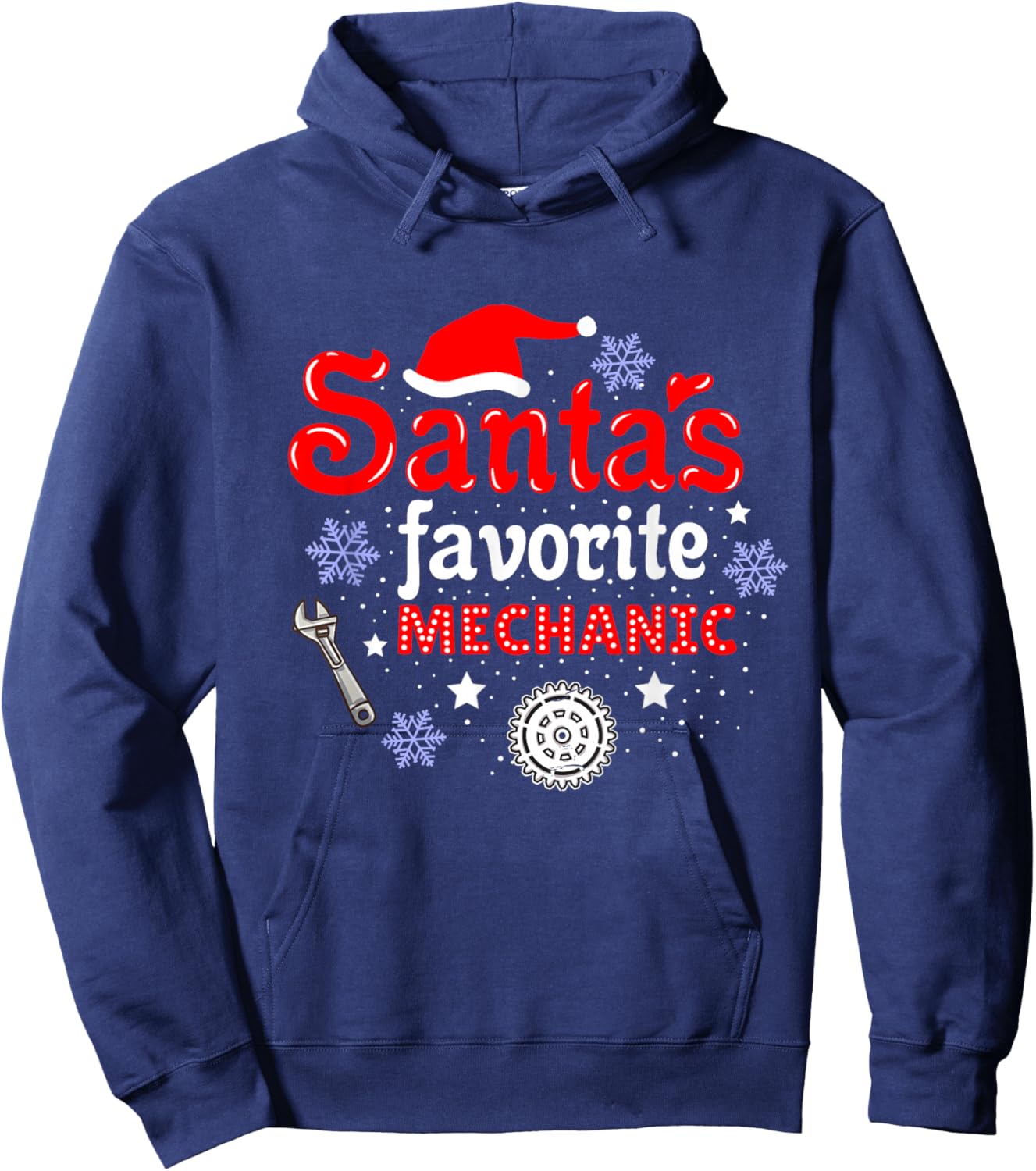 Santas Favorite Mechanic Christmas Hoodie - Hoodie | Navy