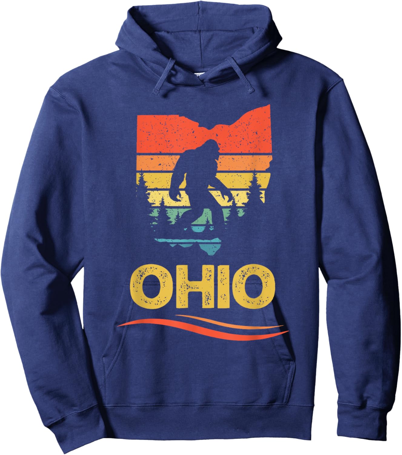 Ohio with a Bigfoot or a Sasquatch Hoodie - Hoodie | Navy