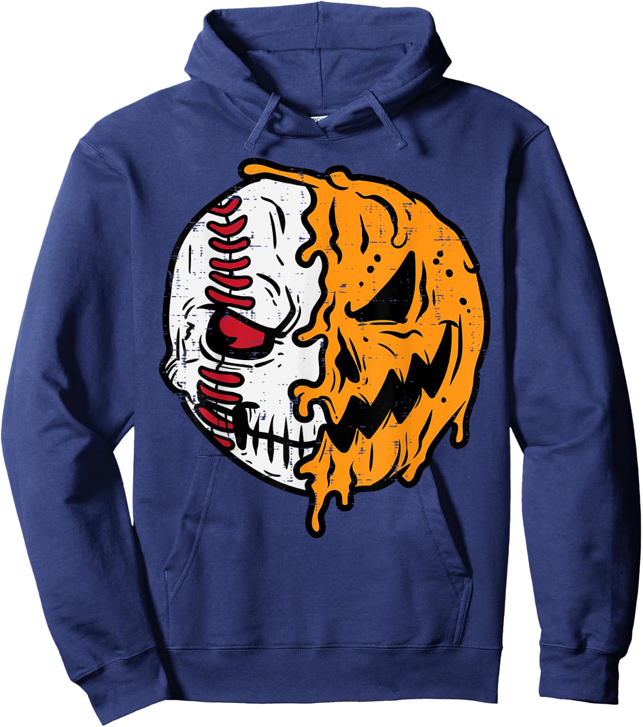 Halloween Baseball Pumpkin Jackolantern Costume Men Boys Kid Hoodie - Hoodie | Navy