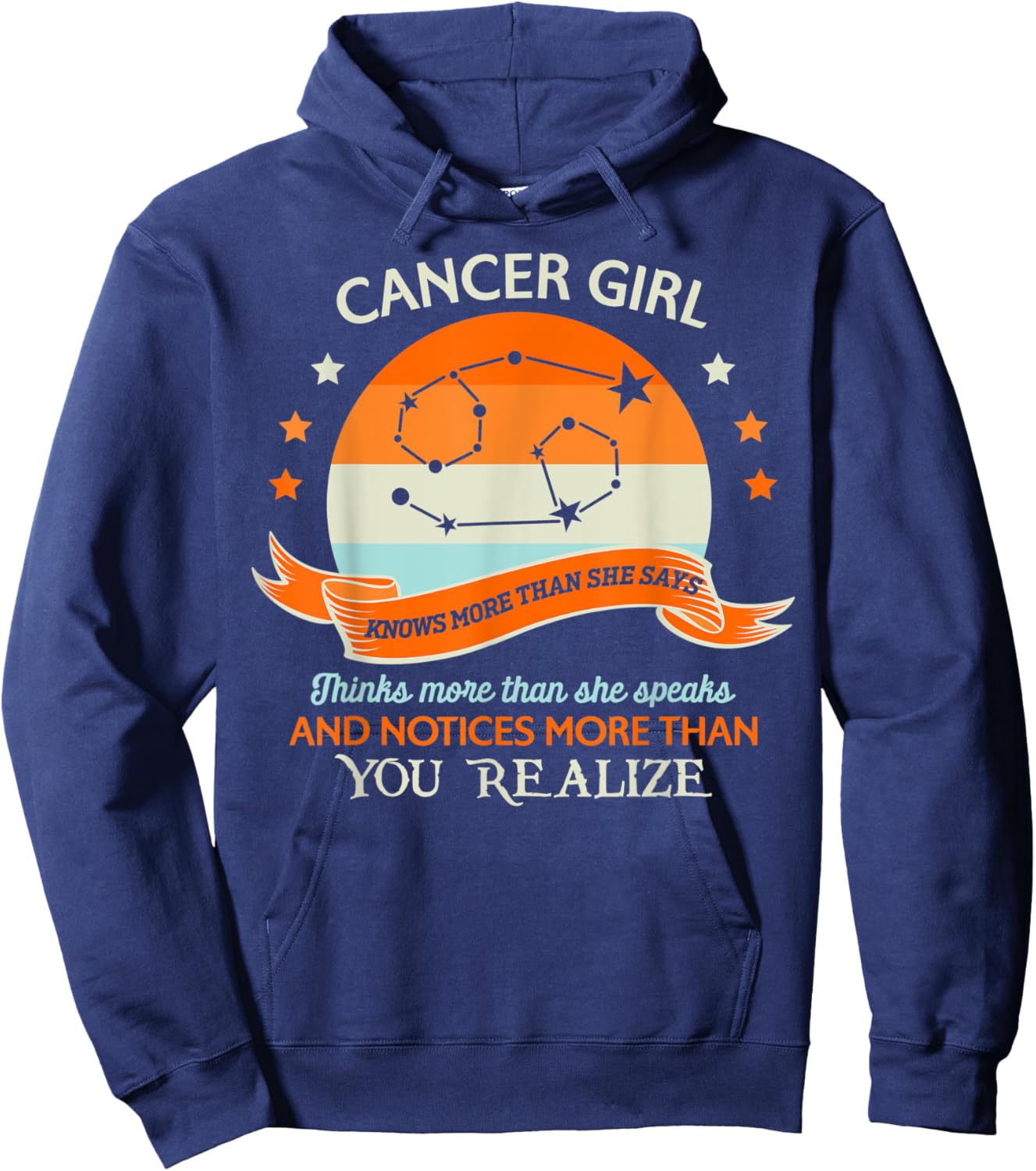 Vintage Cancer Girl knows more than she says funny Hoodie - Hoodie | Navy