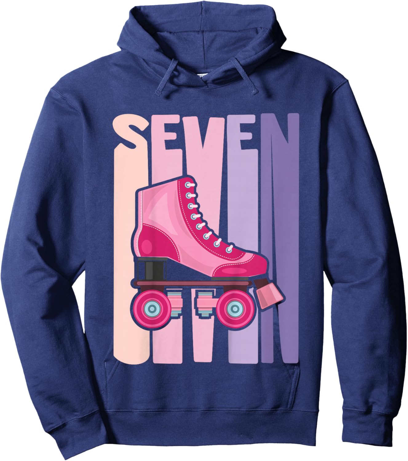 7 Year Old Cute Roller Skating Birthday Girl 7th B-Day Hoodie - Hoodie | Navy