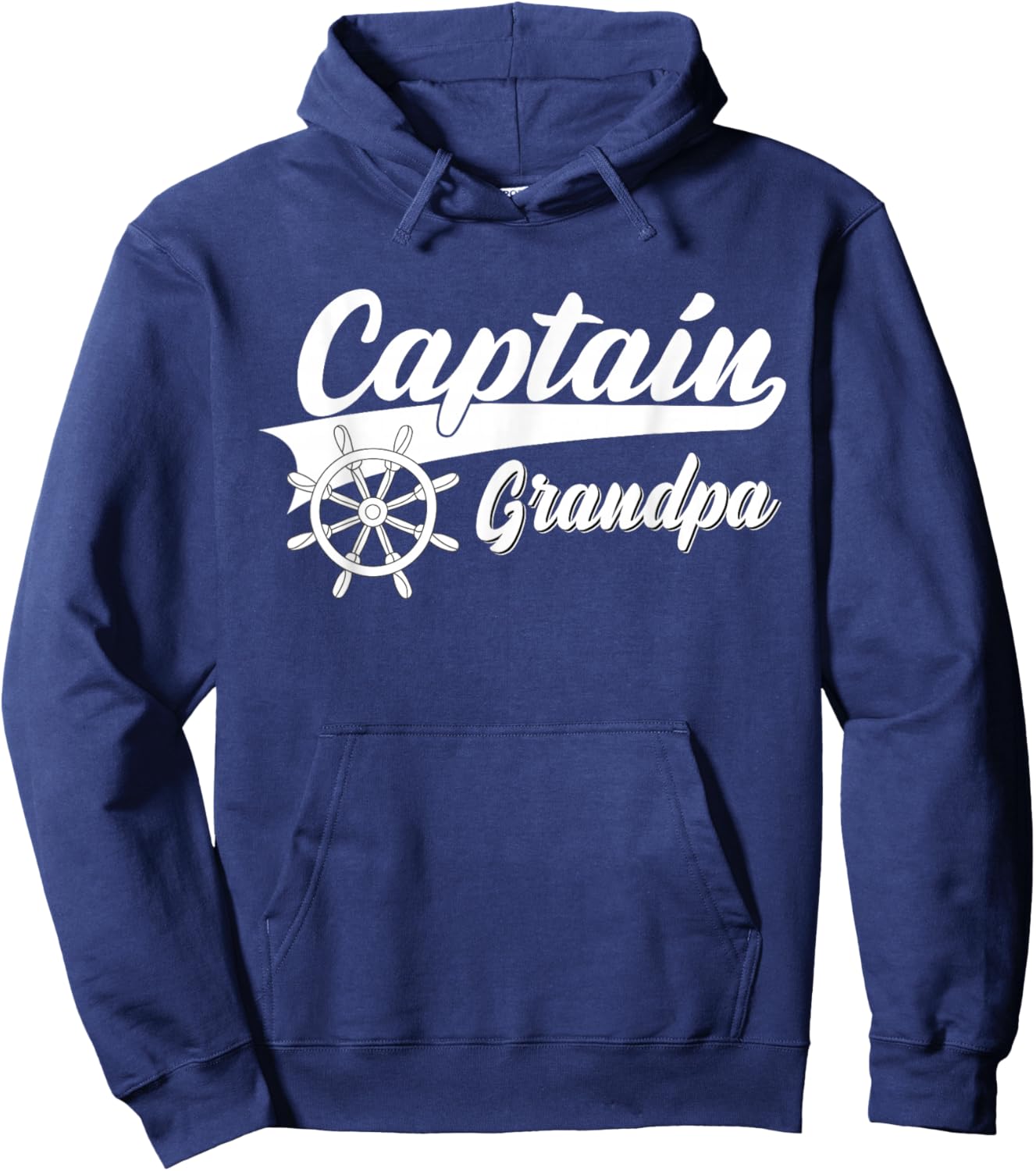 Captain Grandpa Boating Anchors & Wheel | Boat Captain Hoodie - Hoodie | Navy