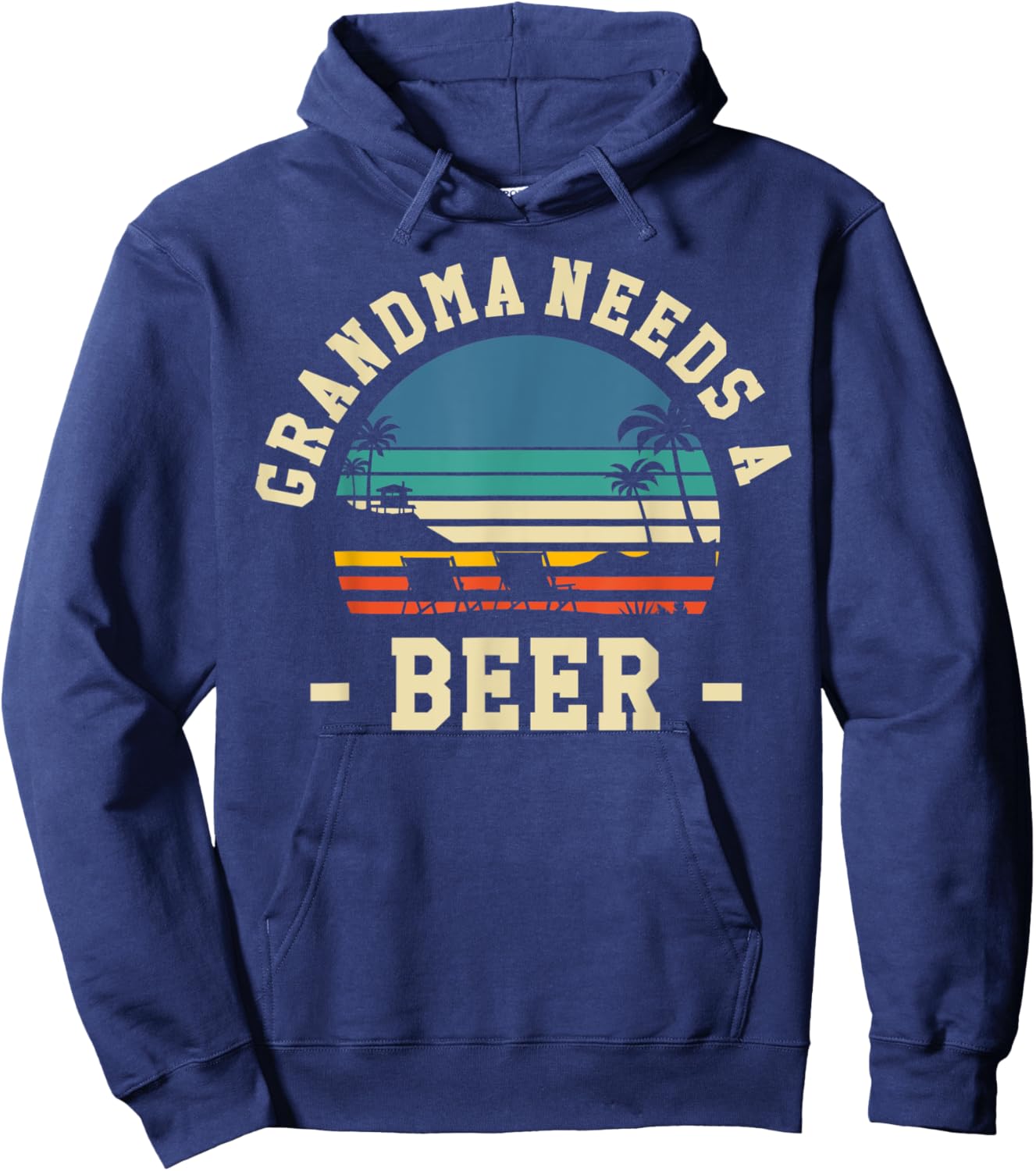Grandma Needs A Beer Vintage Drinking Beers Retro Birthday Hoodie - Hoodie | Navy