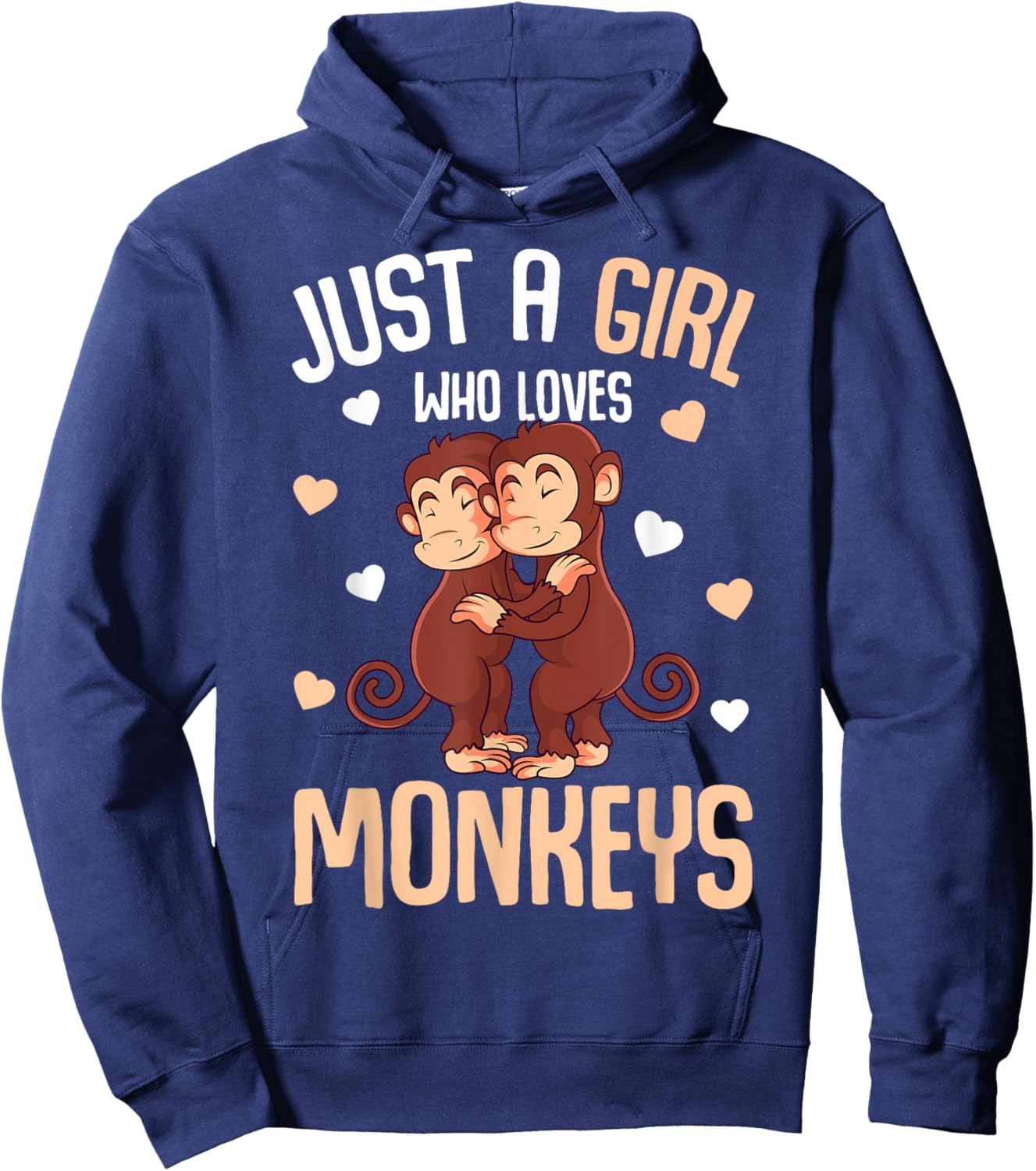 Just A Girl Who Loves Monkeys Kids Girls Monkey Hoodie - Hoodie | Navy