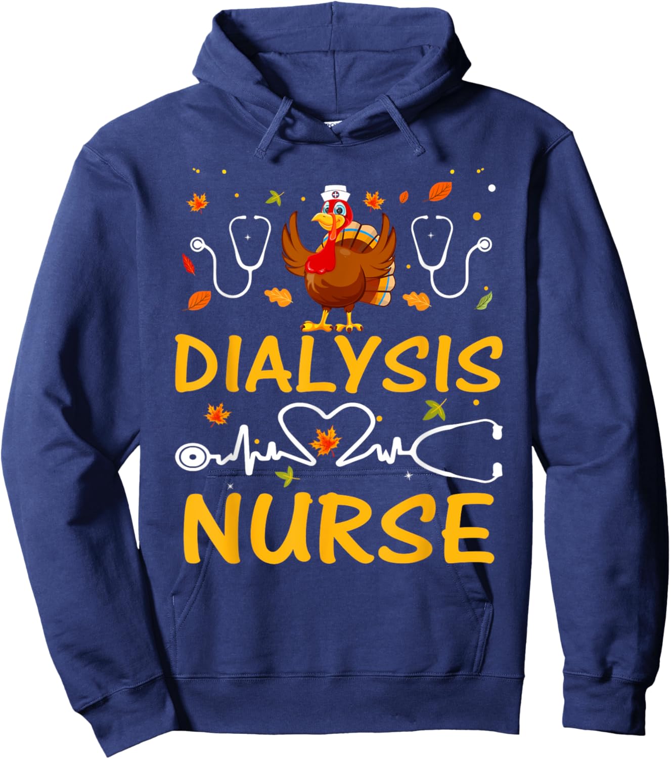Dialysis Nurse Thanksgiving With Turkey Hoodie - Hoodie | Navy