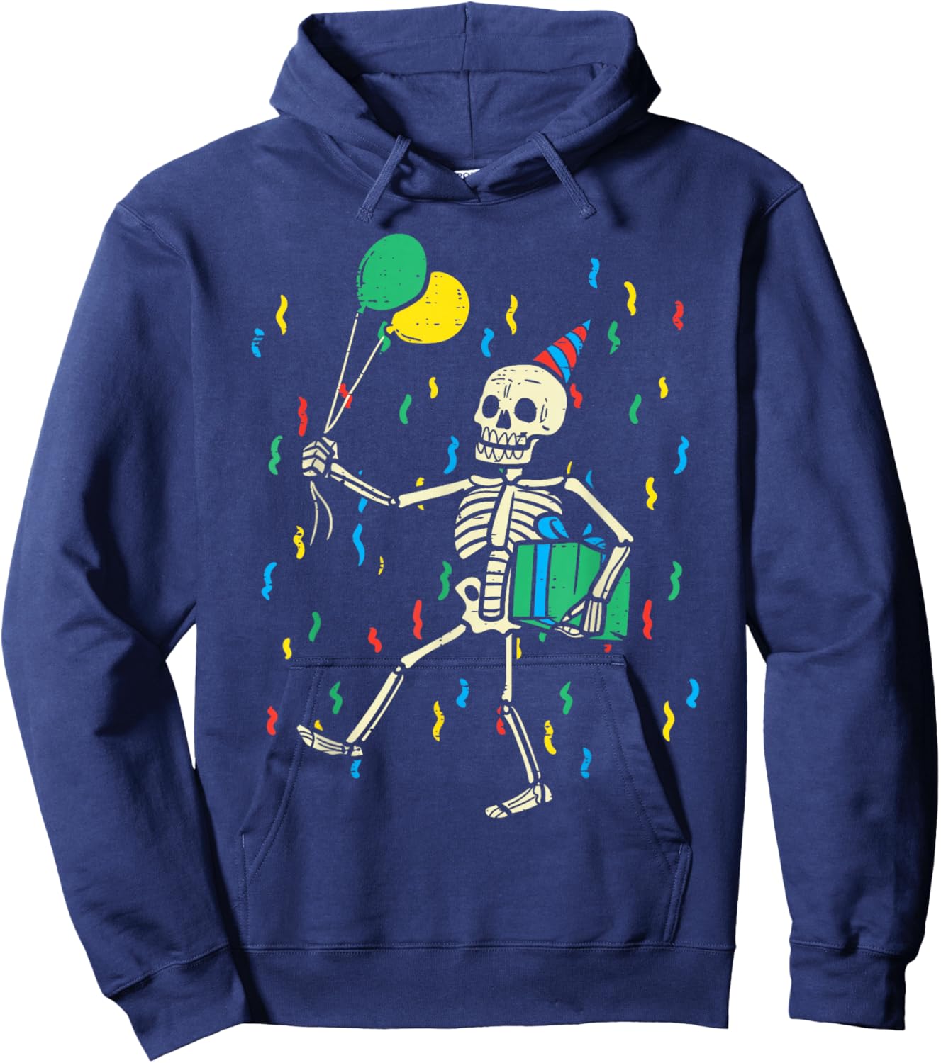Skeleton Birthday Funny Happy Halloween Bday Boys Kids Hoodie - Hoodie | Navy