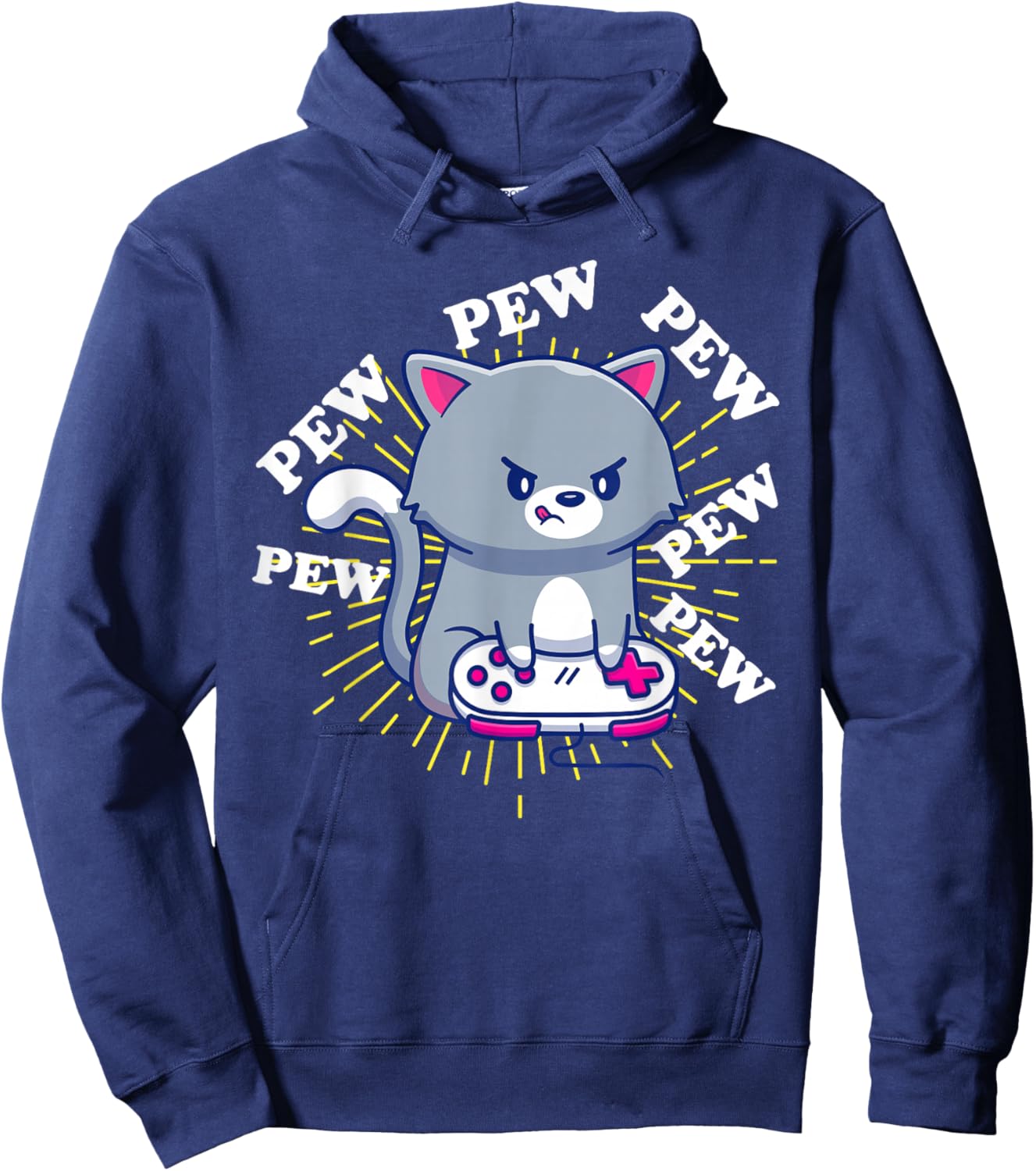 Pew Pew Cute Cat Gamer Headset Cat Gaming Hoodie - Hoodie | Navy