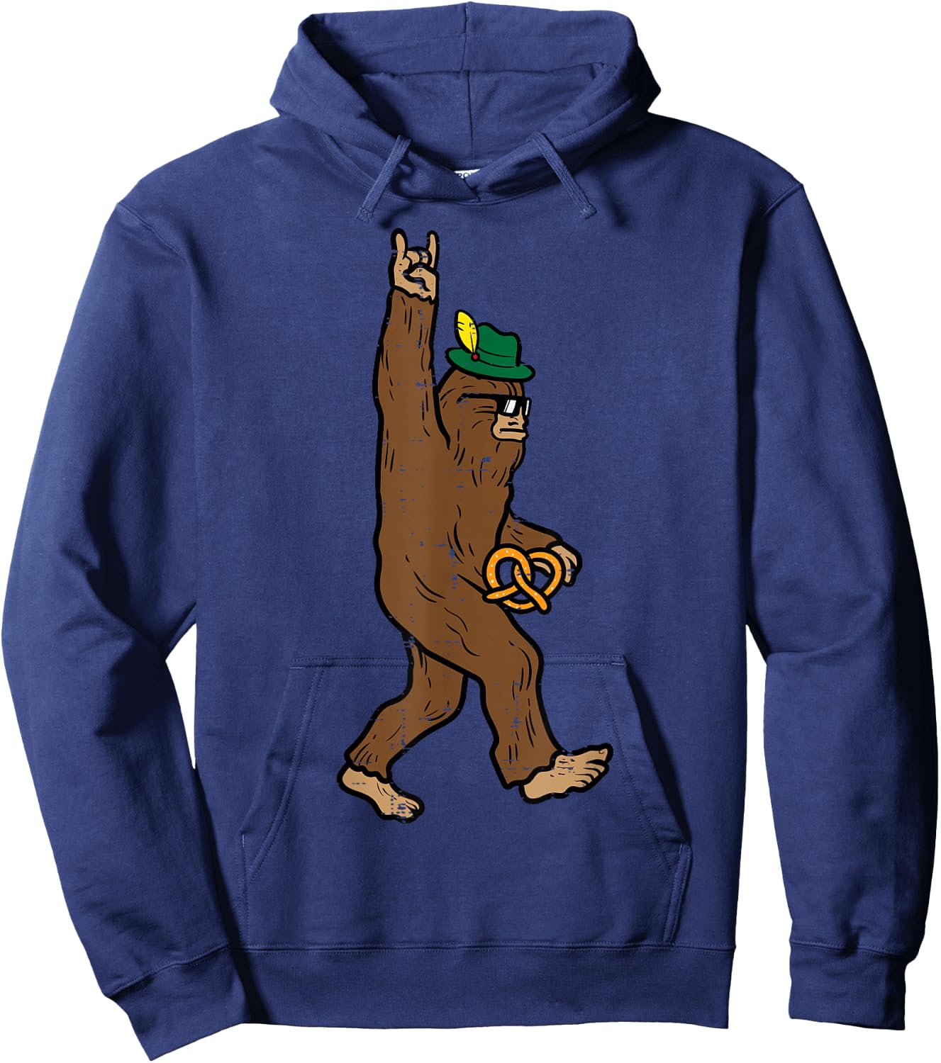 Oktoberfest Bigfoot Sasquatch Rock Rocker German Men Boy Kid Hoodie - Hoodie | Navy