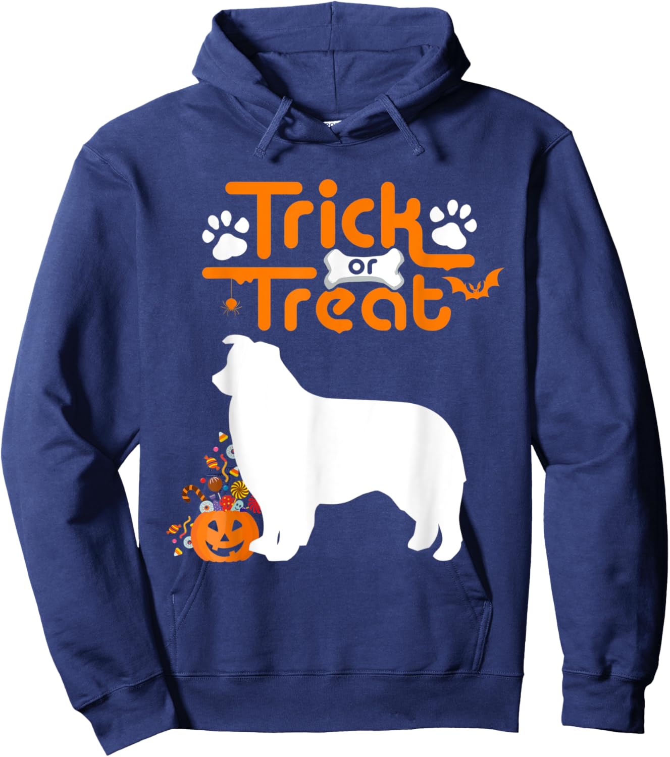Trick Or Treat Australian Shepherd Dog Aussie Halloween Men Women Kids Hoodie - Hoodie | Navy