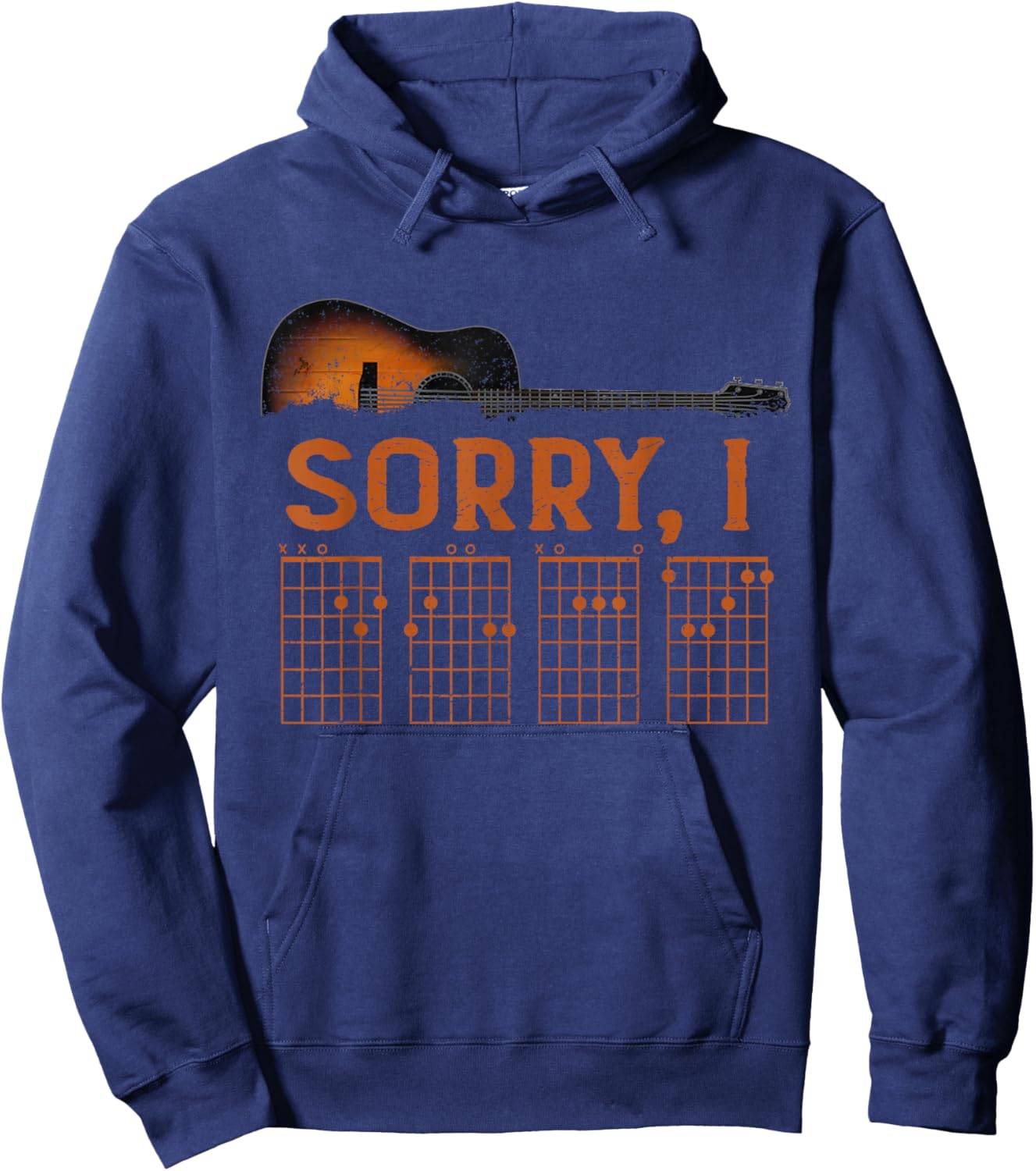 Sorry I D.G.A.F Funny Message Guitar Chords Guitarist Hoodie - Hoodie | Navy