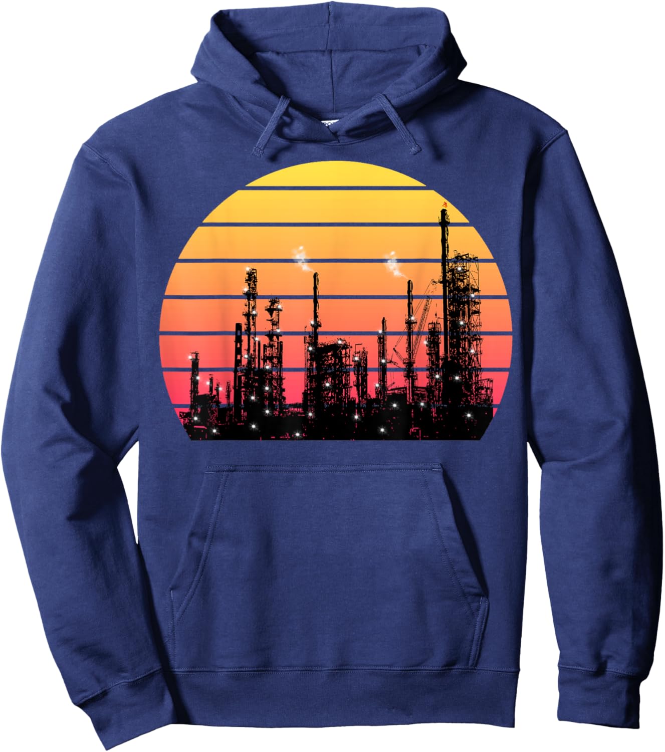 Vintage Oil Refinery Plant Hoodie - Hoodie | Navy