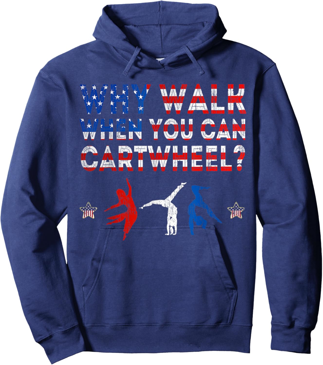 Gymnastics USA American Flag - Cartwheel Tumbling Funny Girl Hoodie - Hoodie | Navy