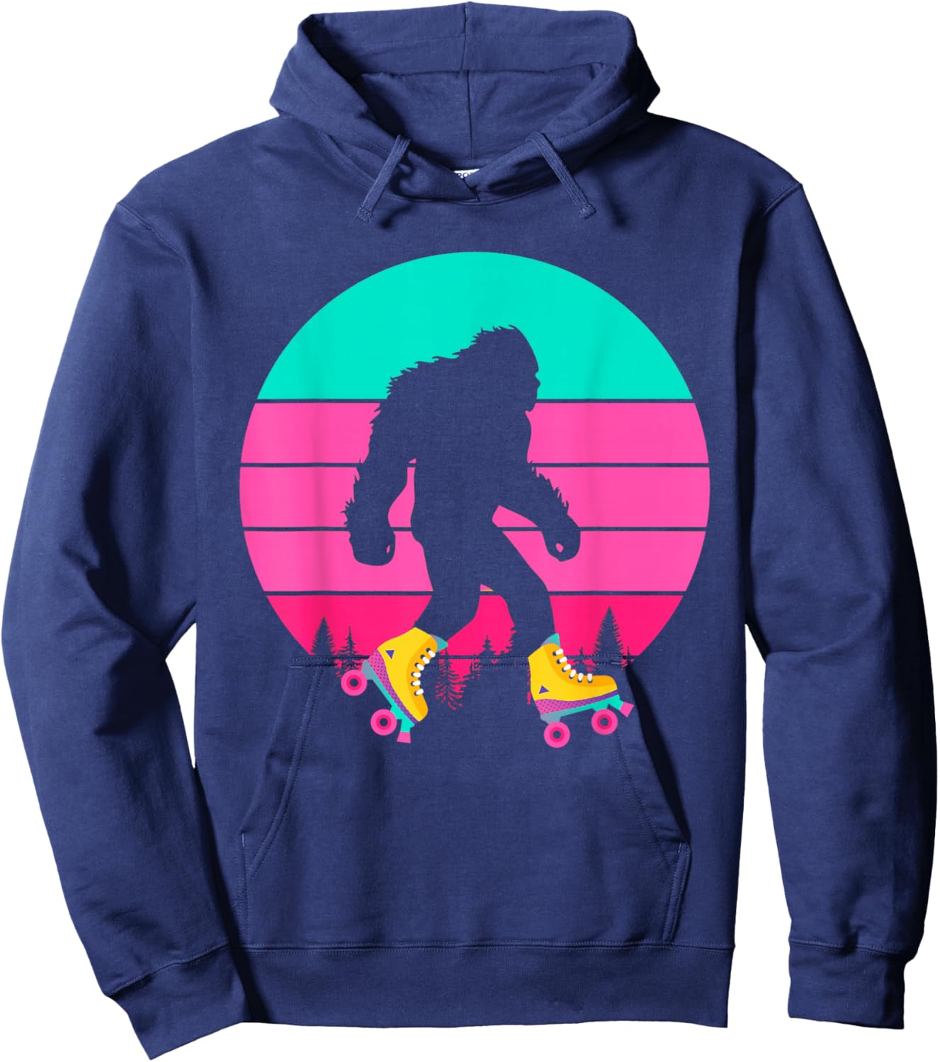 Bigfoot Roller Skates Sasquatch Yeti Rollerblade Shoes Wheel Hoodie - Hoodie | Navy