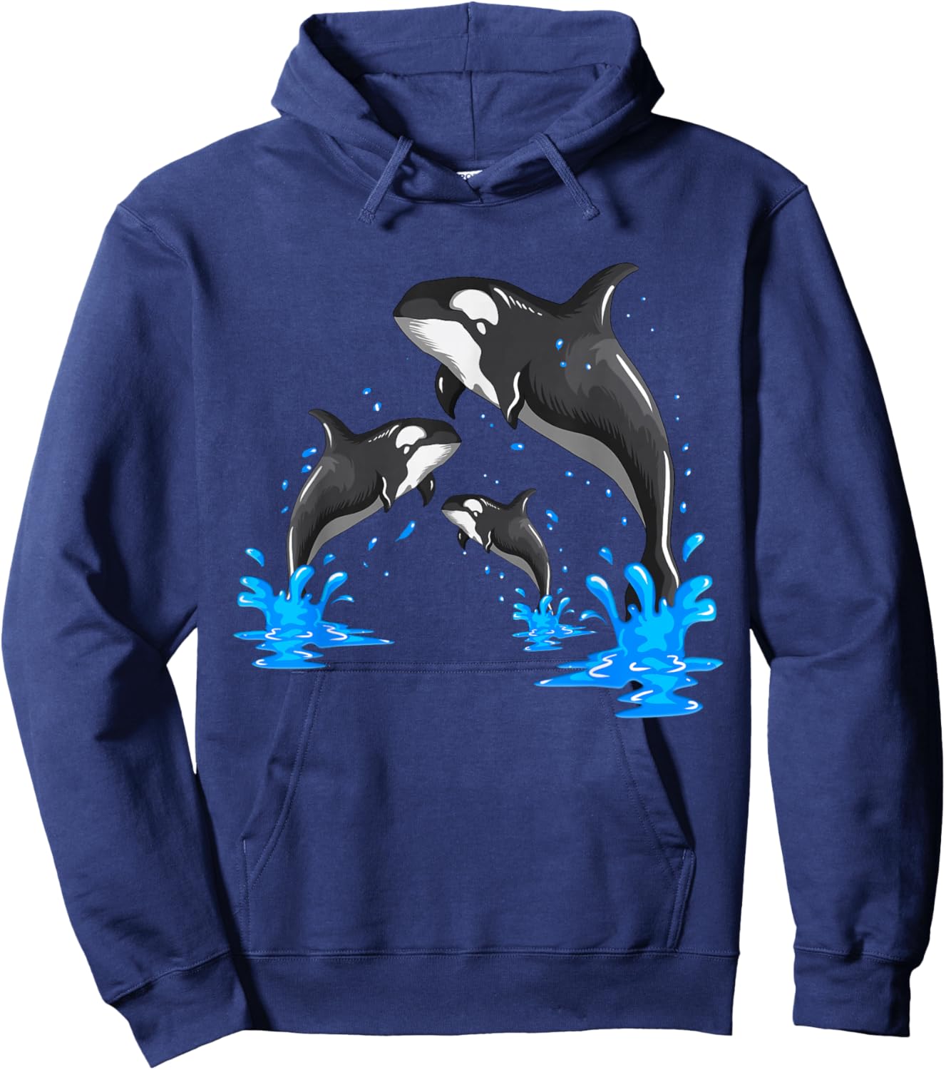 Killer Whale Orca Whale Family Jumps Out of The Water Hoodie - Hoodie | Navy