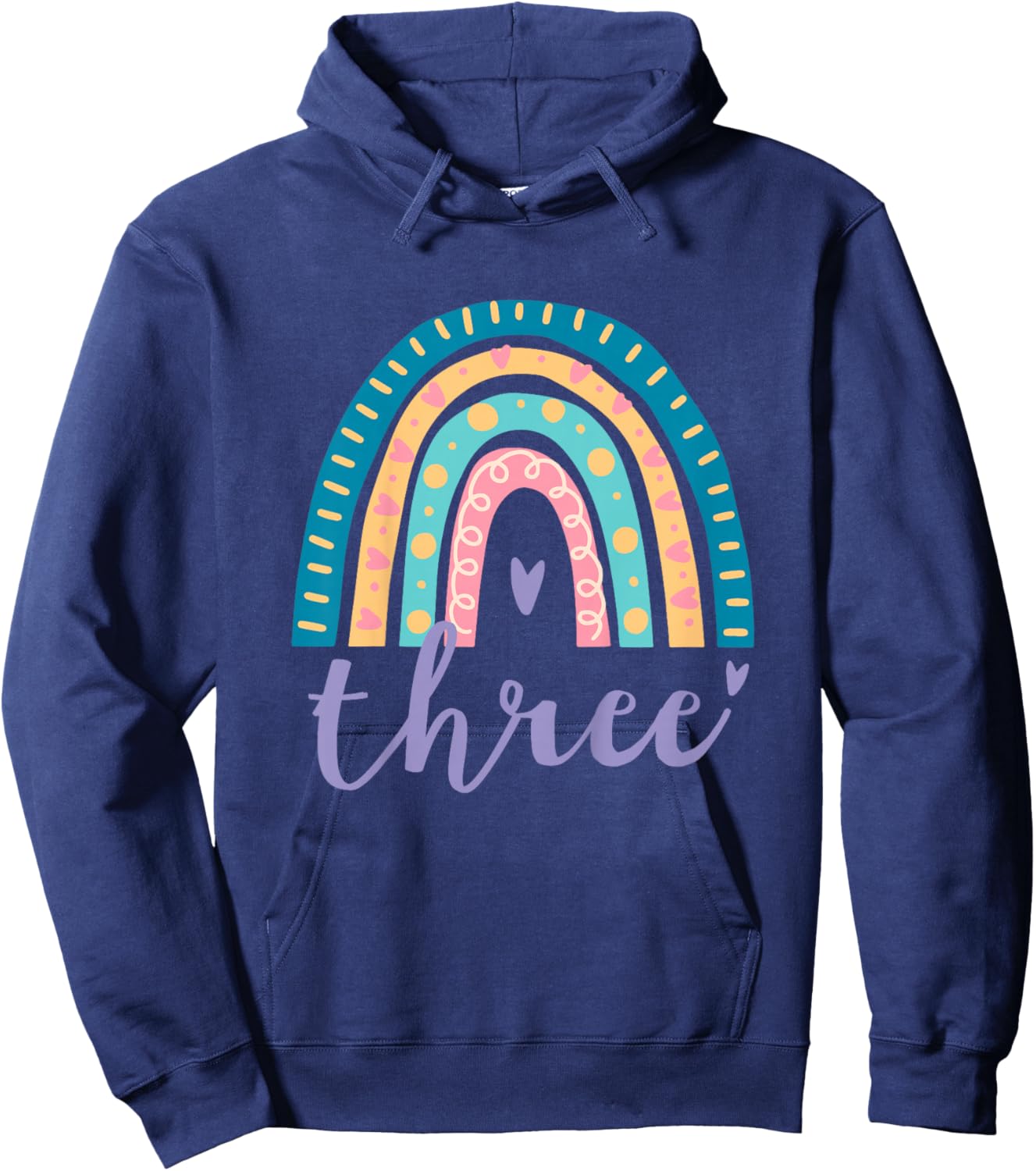 Three Year Old Rainbow 3rd Birthday Gifts for Girls 3 Bday Hoodie - Hoodie | Navy