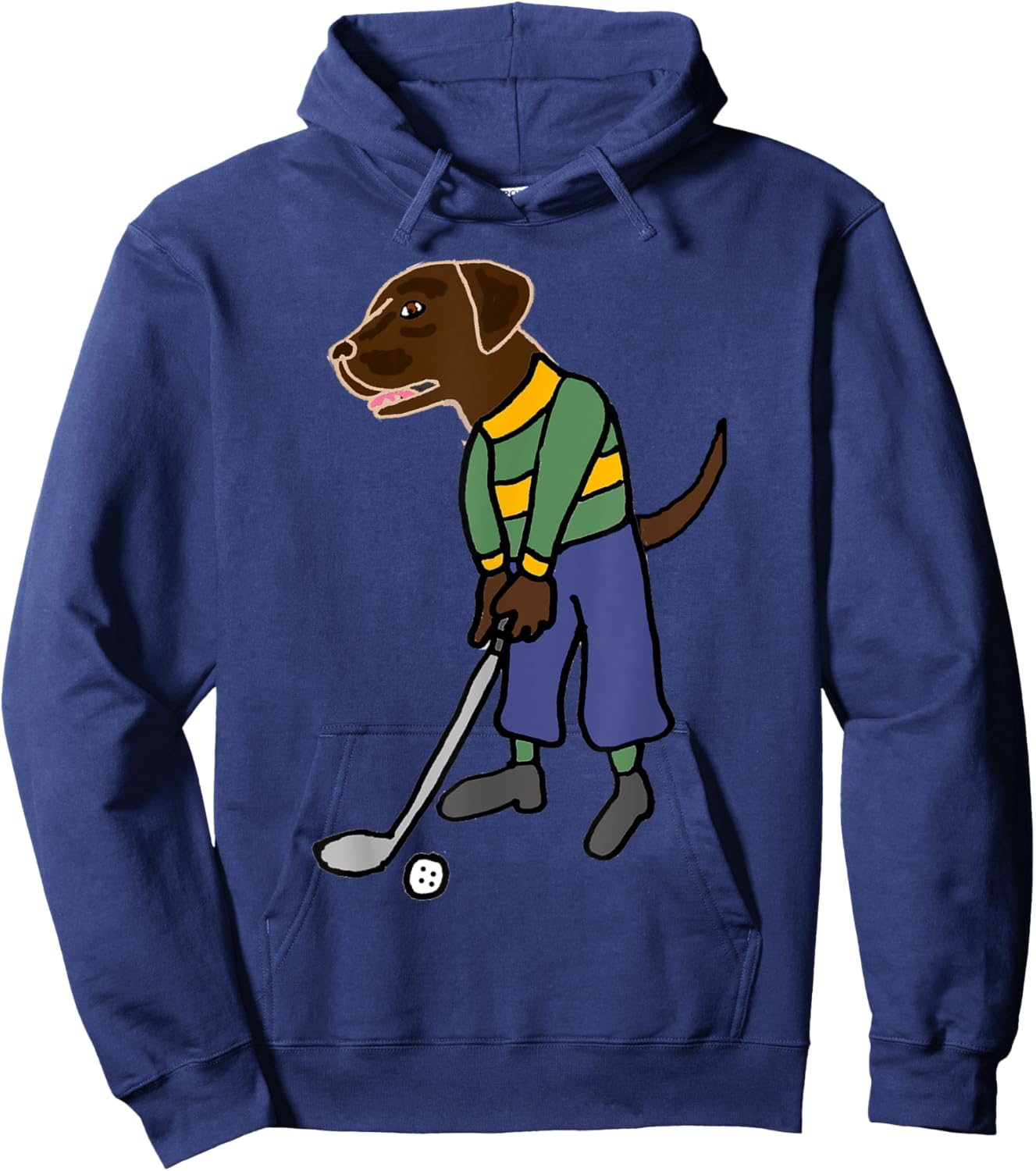 Smileteessports Funny Chocolate Lab Dog Playing Golf Sports Women Girls Kids Hoodie - Hoodie | Navy