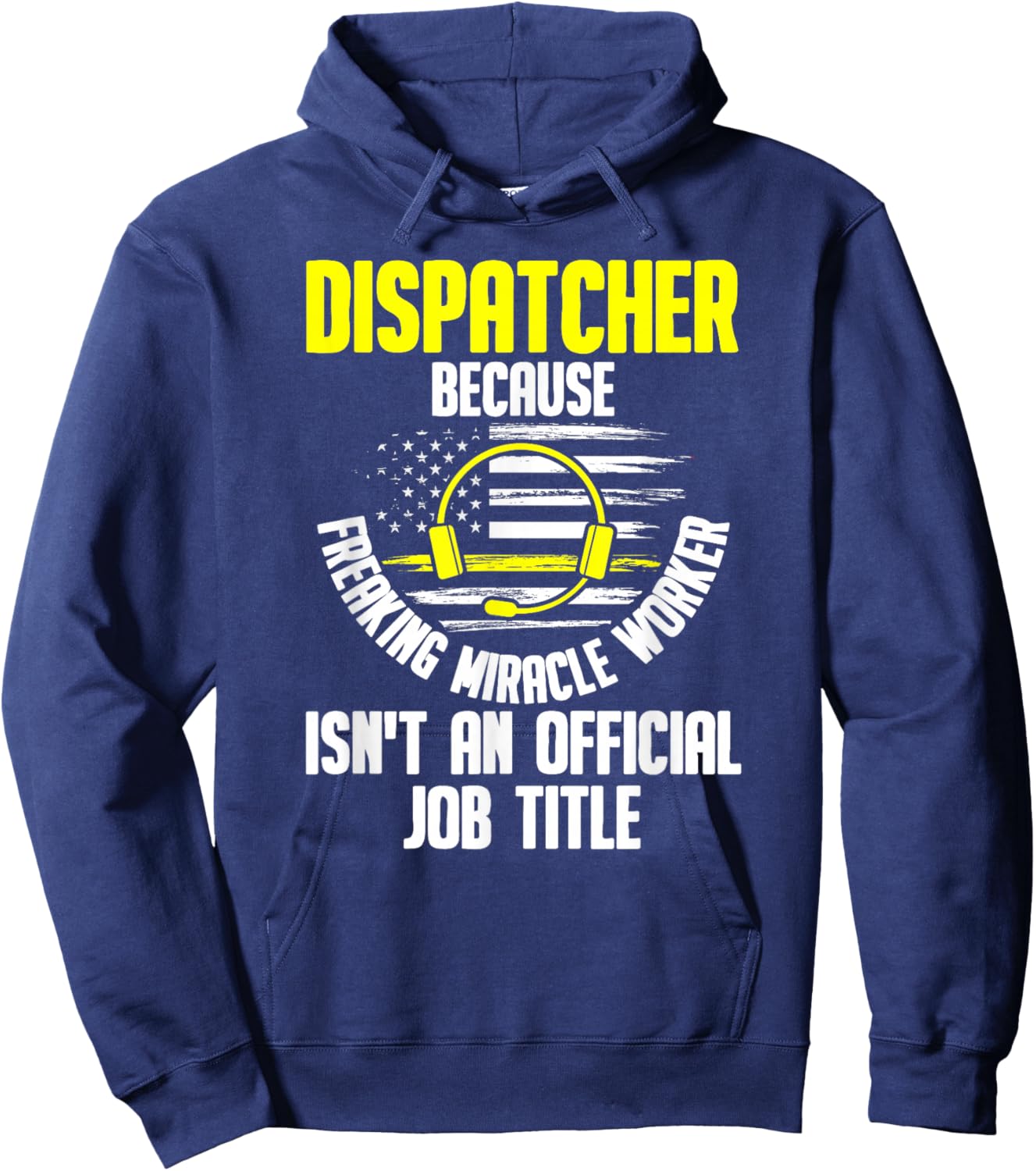 Dispatcher - 911 Operator Thin Gold Yellow Line Dispatcher Hoodie - Hoodie | Navy