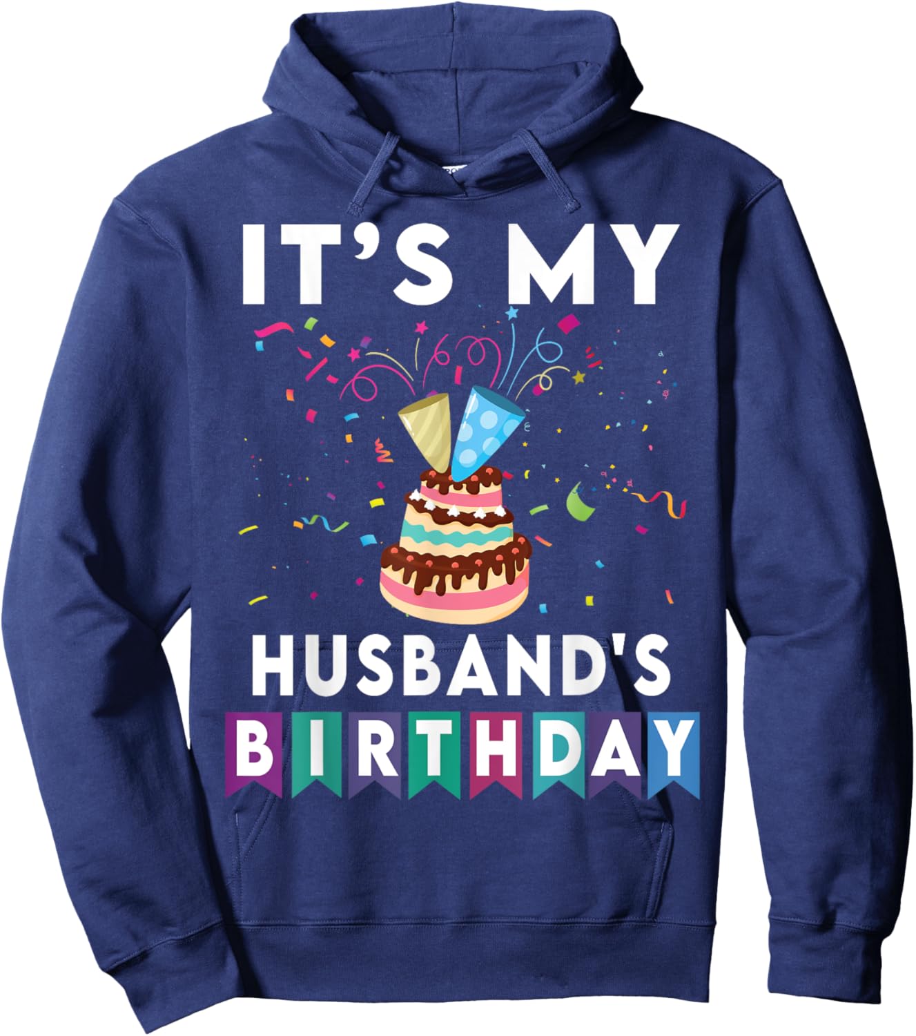 It's My husband's Birthday Family Matching confetti cake Hoodie - Hoodie | Navy