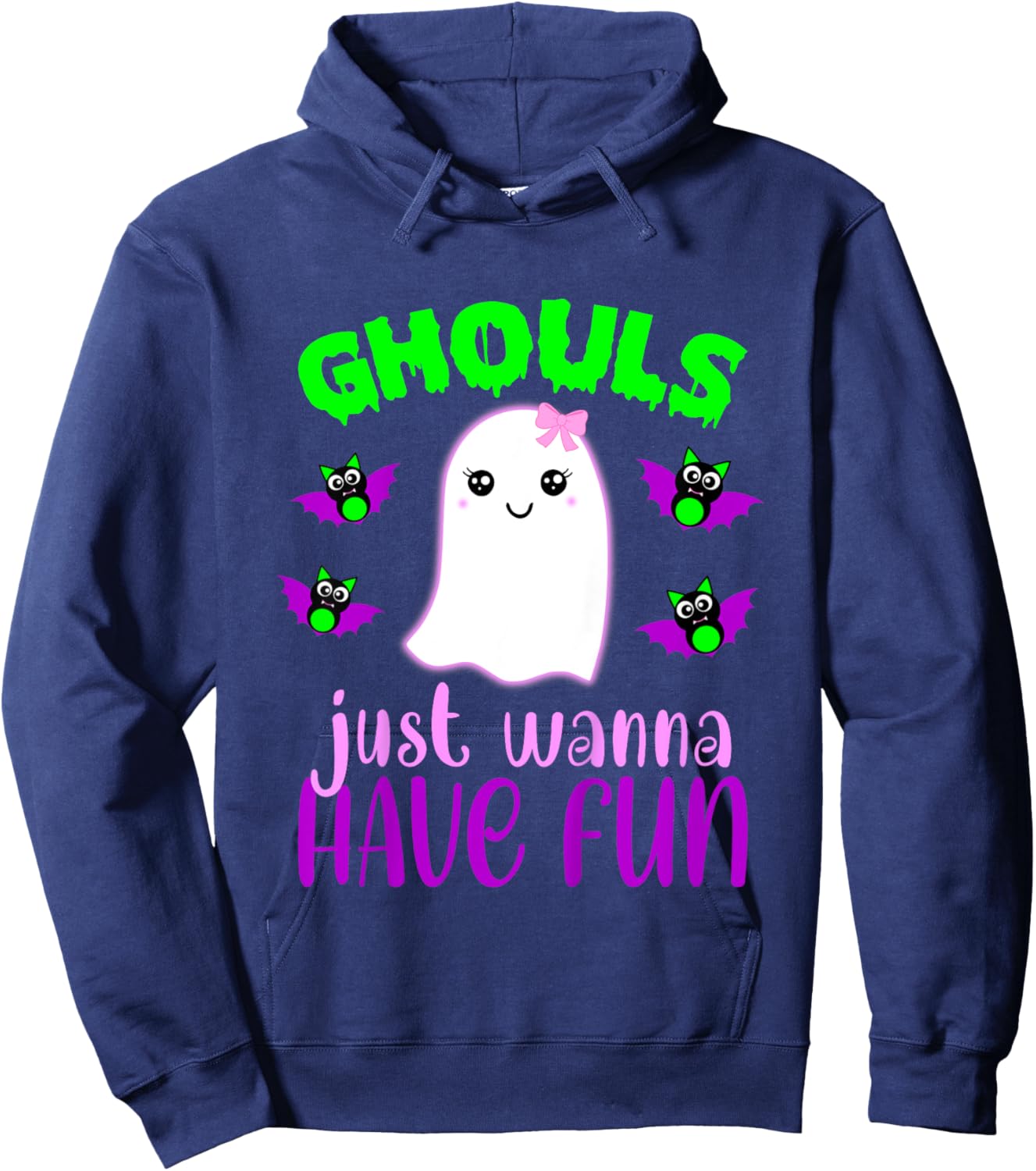 Kids GHOULS JUST WANNA HAVE FUN Funny Halloween Pun Ghost Costume Hoodie - Hoodie | Navy