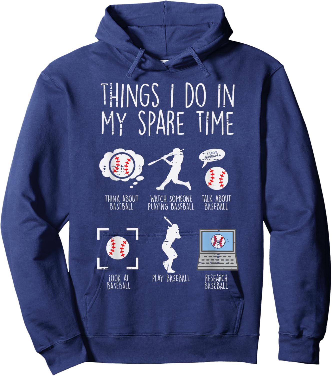 Things I Do Spare Time Baseball Funny Player Men Women Kids Hoodie - Hoodie | Navy