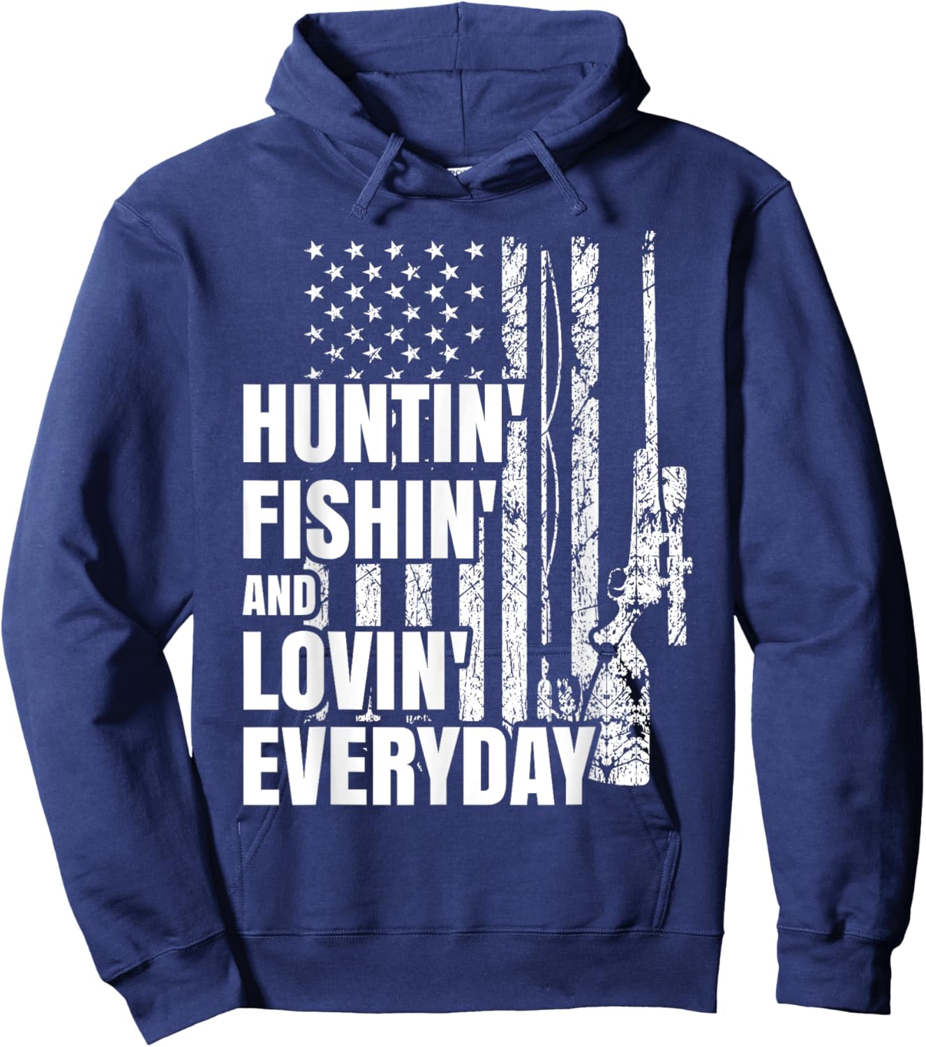 Hunting Fishing Loving Everyday American Deer Hunter Patriot Hoodie - Hoodie | Navy
