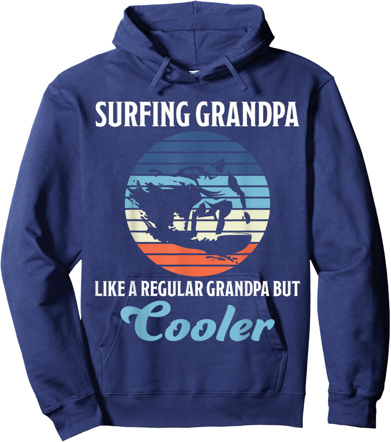 Surfing Grandpa Surfing Surfboard Waves Grandad Surfer Hoodie - Hoodie | Navy