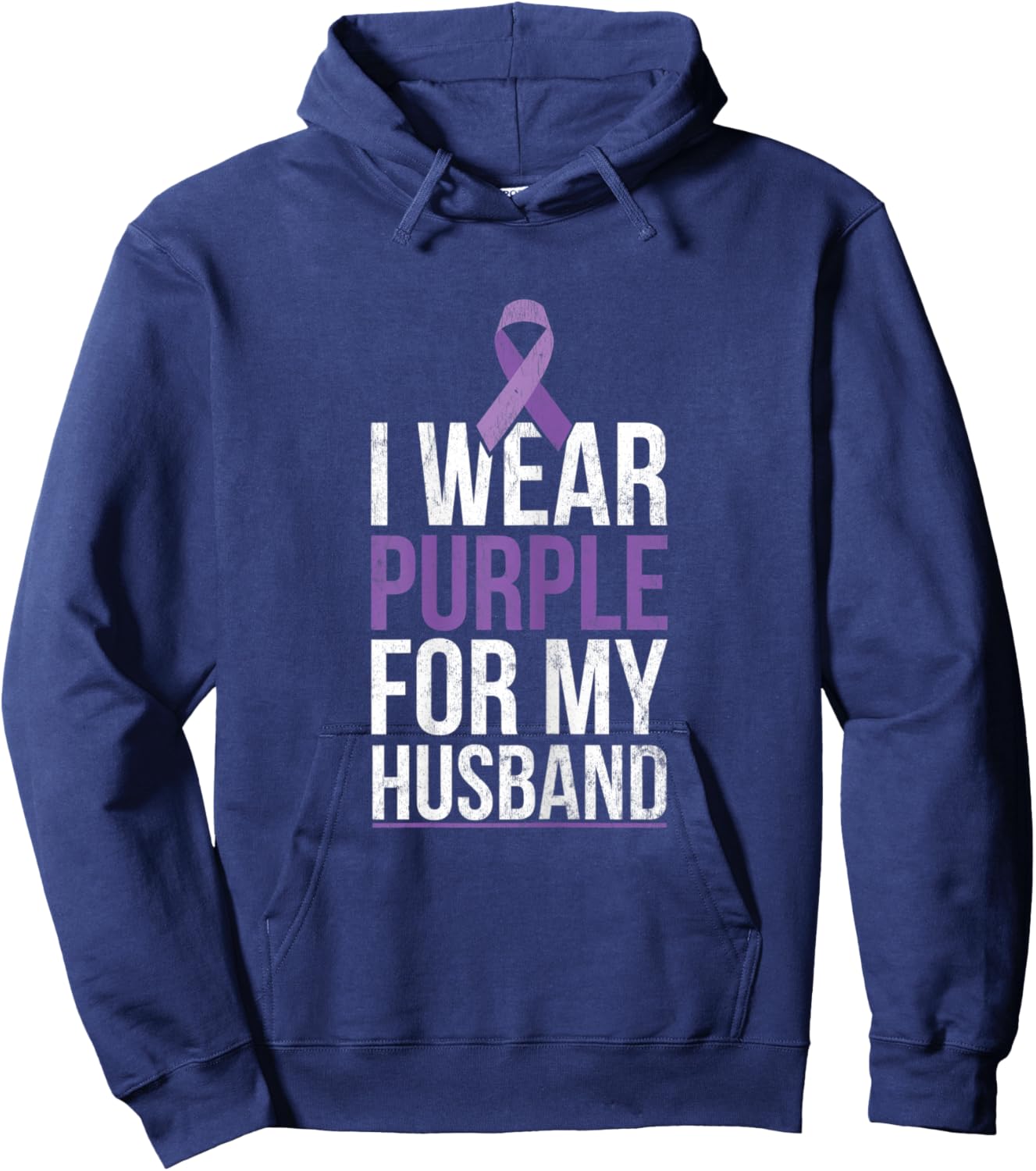 I Wear Purple For My Husband Pancreatic Cancer Awareness Hoodie - Hoodie | Navy