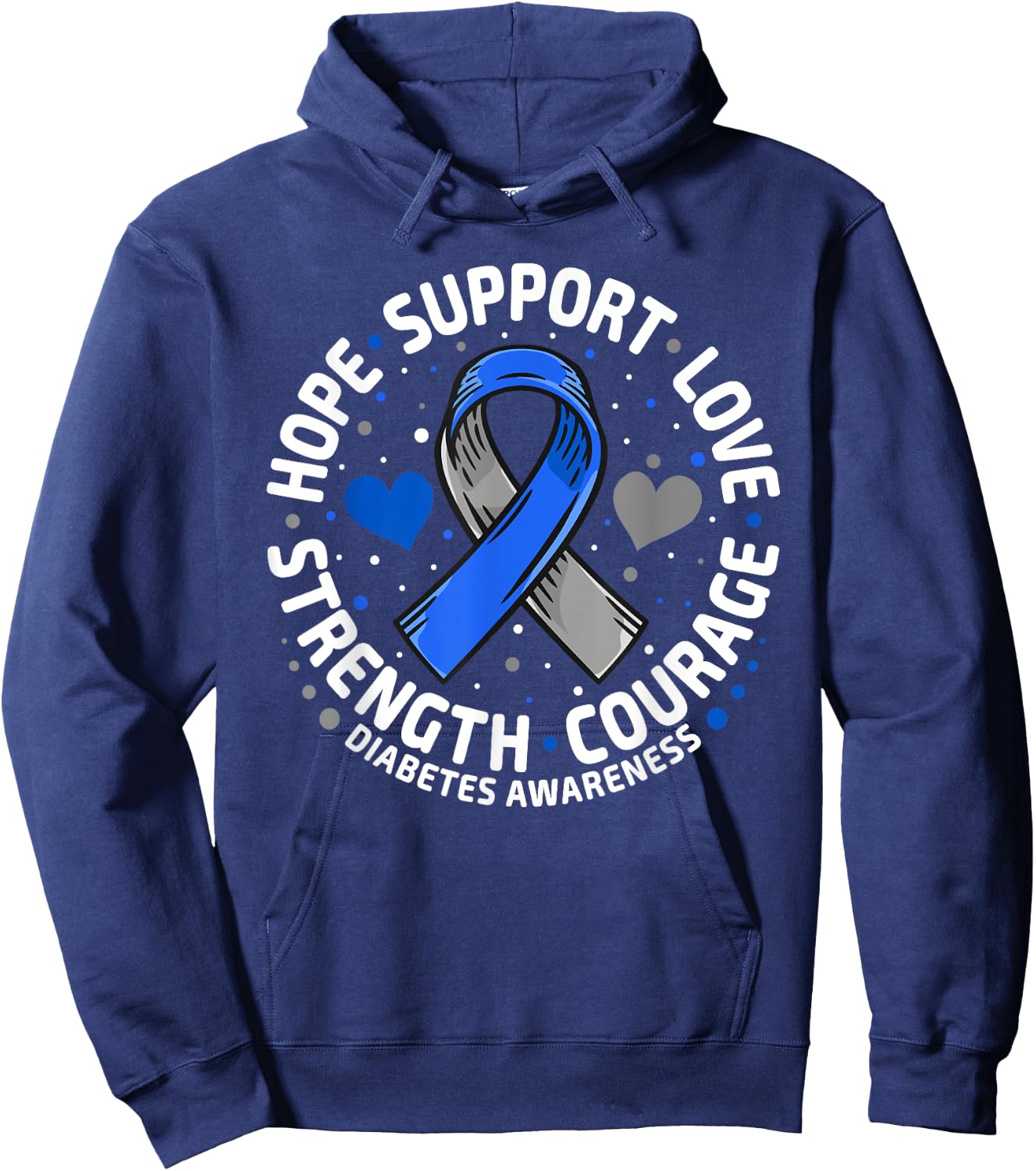 Diabetes Awareness Diabetic Love Support T2D T1D Diabetes Hoodie - Hoodie | Navy