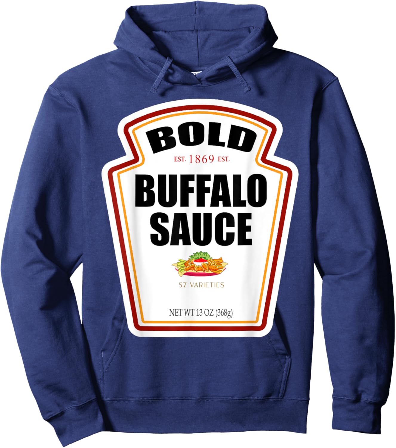 Bold Buffalo Sauce Bottle Label Funny Halloween Costume Hoodie - Hoodie | Navy