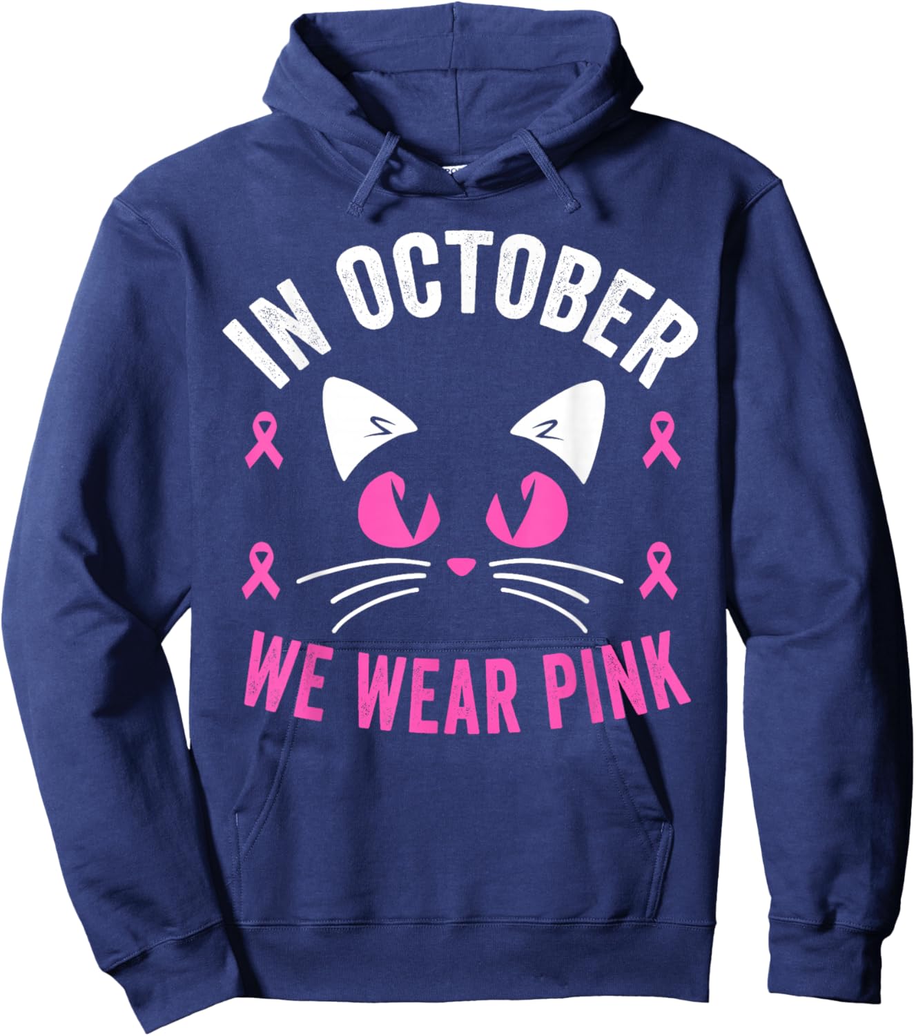 In October We Wear Pink Breast Cancer Awareness Kids Toddler Hoodie - Hoodie | Navy