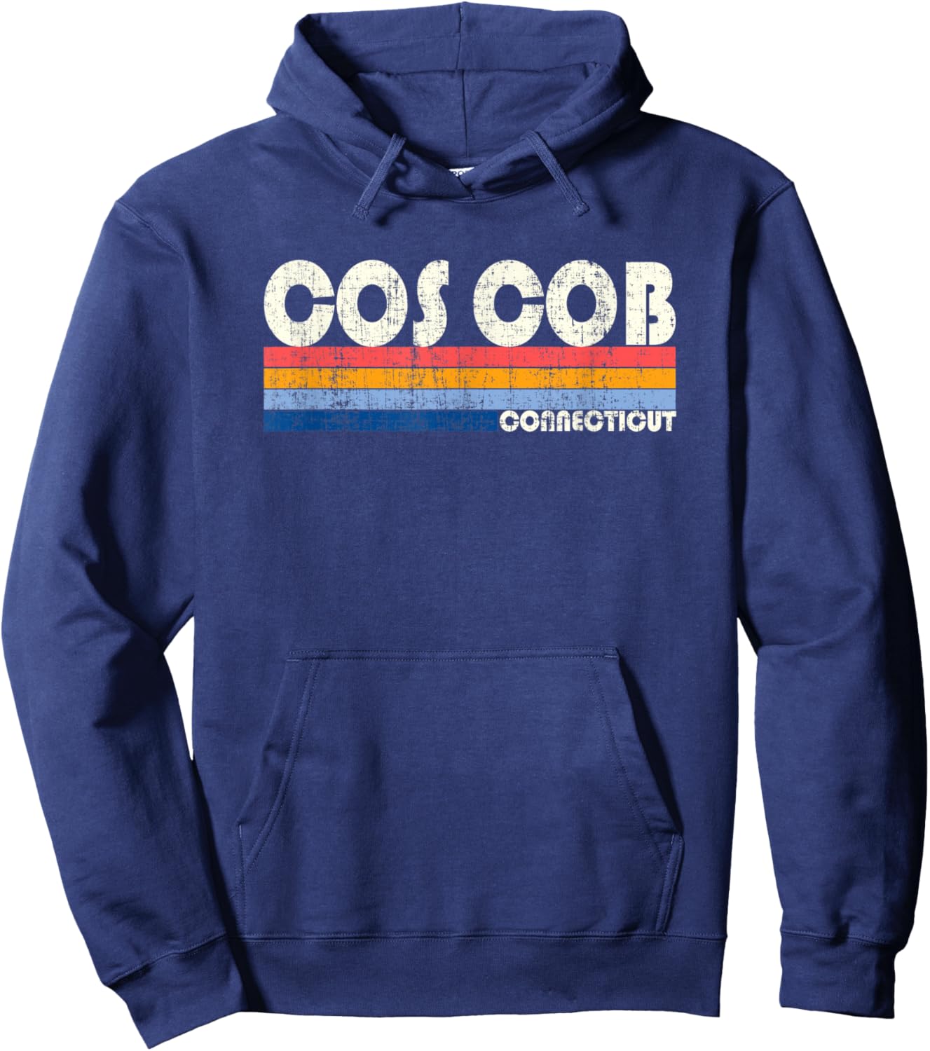 Retro Vintage 70s 80s Style Cos Cob, CT Hoodie - Hoodie | Navy