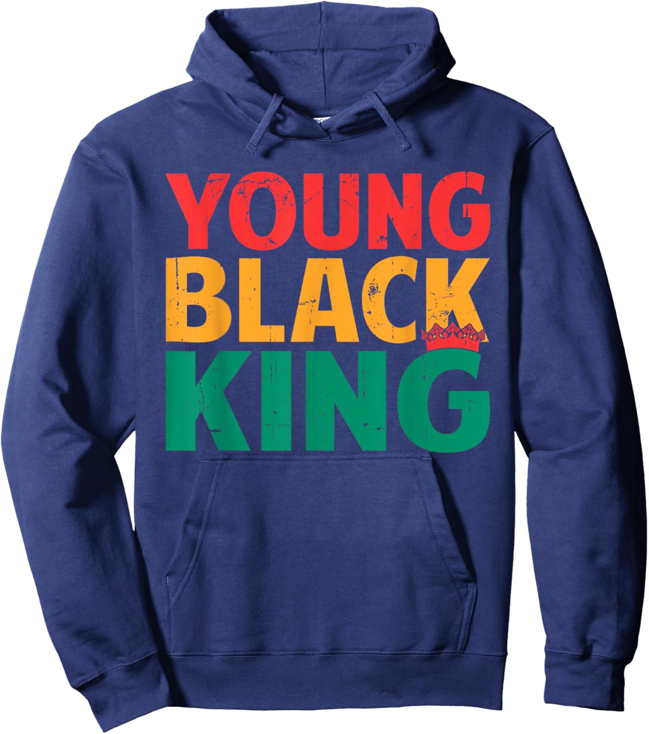 Young Black King - African American Black Heritage Afro Boys Hoodie - Hoodie | Navy