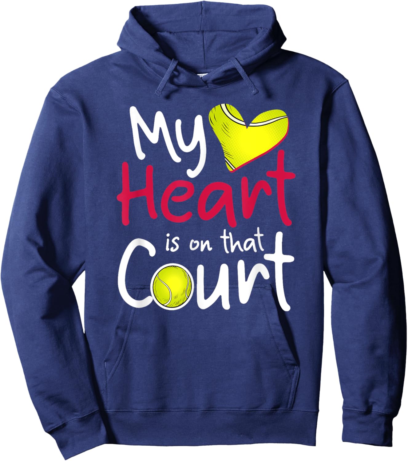 My Heart Is on That Court Tennis Mom Dad Hoodie - Hoodie | Navy