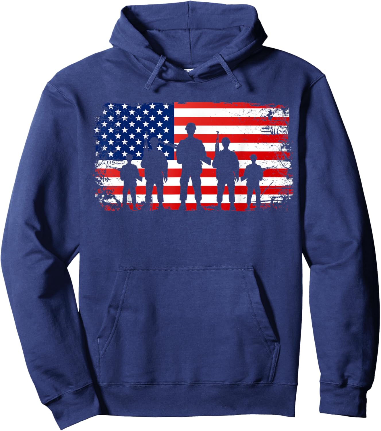 Thank You Patriotic Veteran Memorial Day 4th Of July US Flag Hoodie - Hoodie | Navy