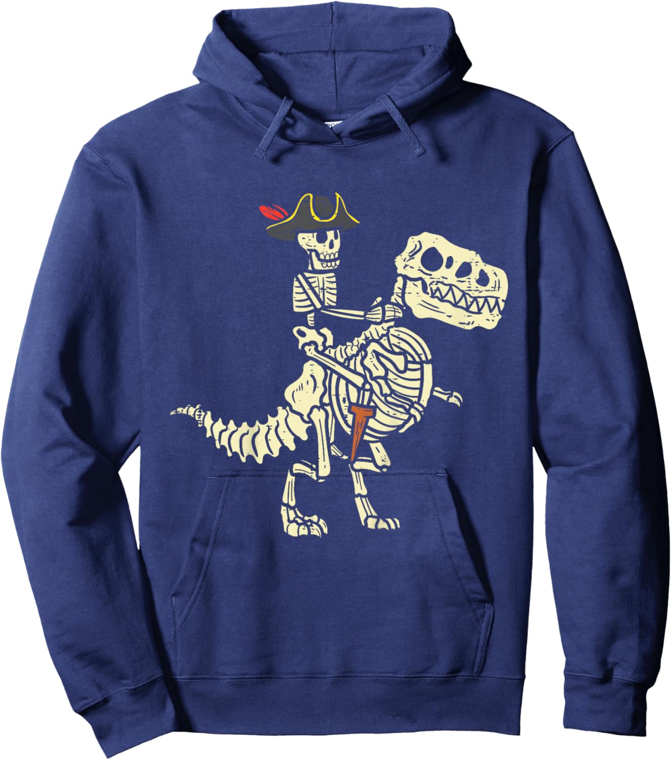 Kids Skeleton Pirate On Trex Halloween Dinosaur Toddler Boys Kids Hoodie - Hoodie | Navy