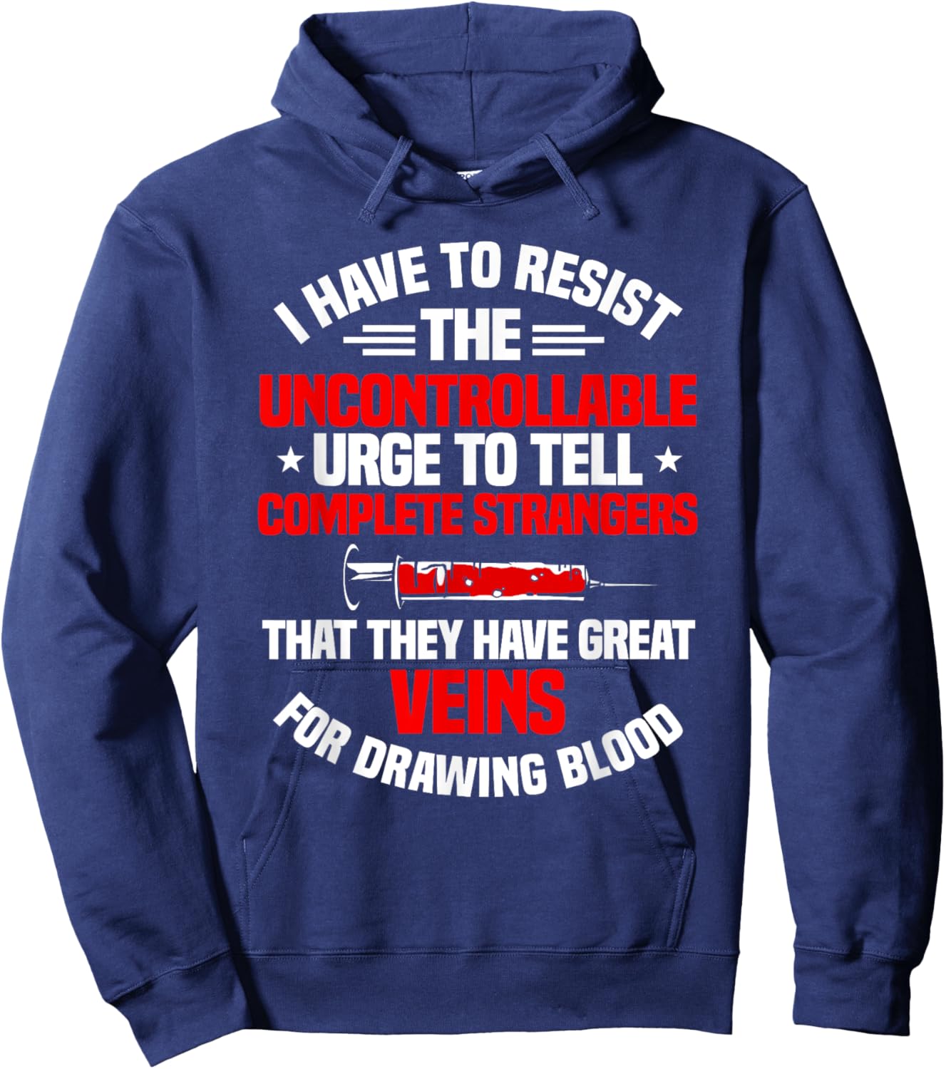 Phlebotomy Phlebotomist Syringe Needle Medical Technician Hoodie - Hoodie | Navy