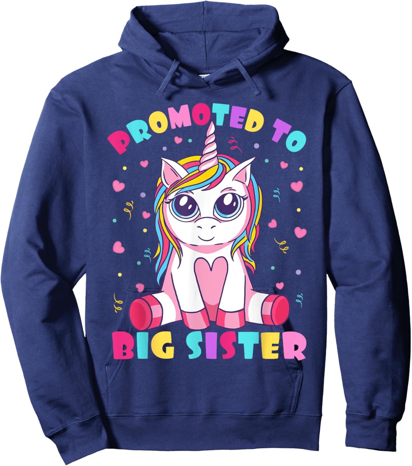 Promoted To Big Sister Cute Unicorn Lover Kids Girls Hoodie - Hoodie | Navy