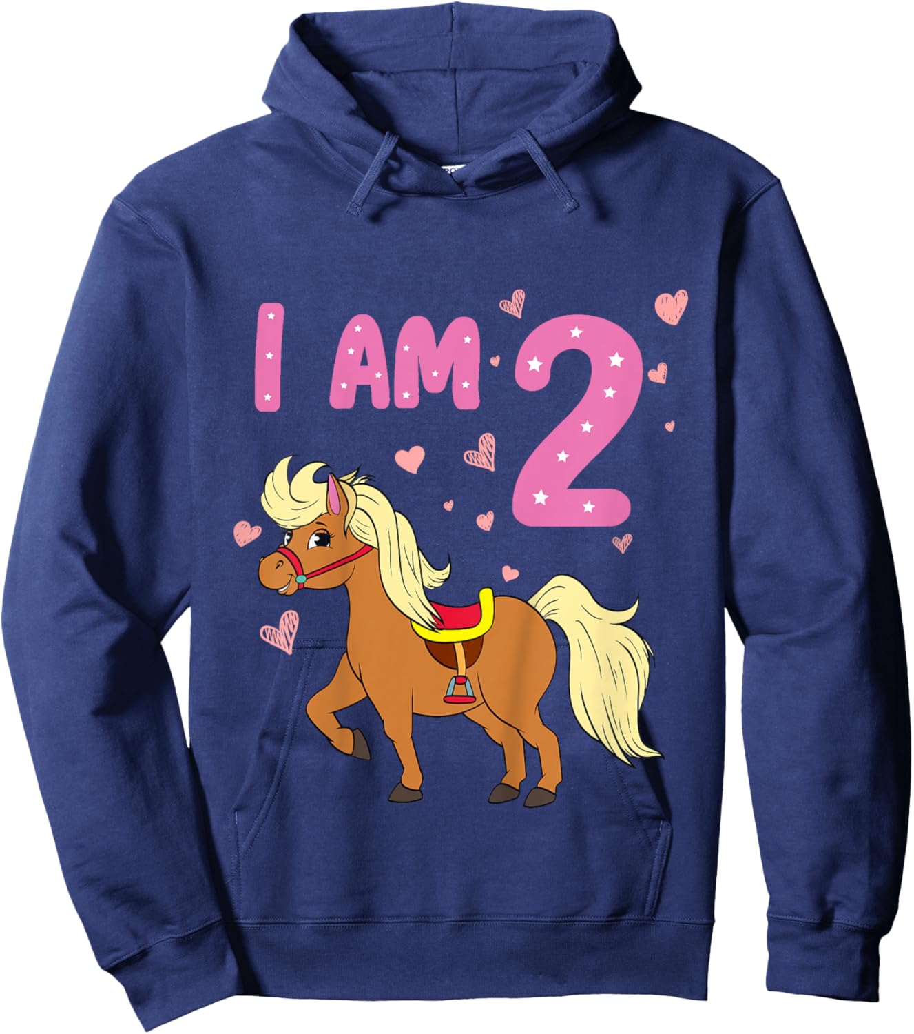 Pony Girl 2nd Birthday Horse 2 Years Old Girls Pony Birthday Hoodie - Hoodie | Navy