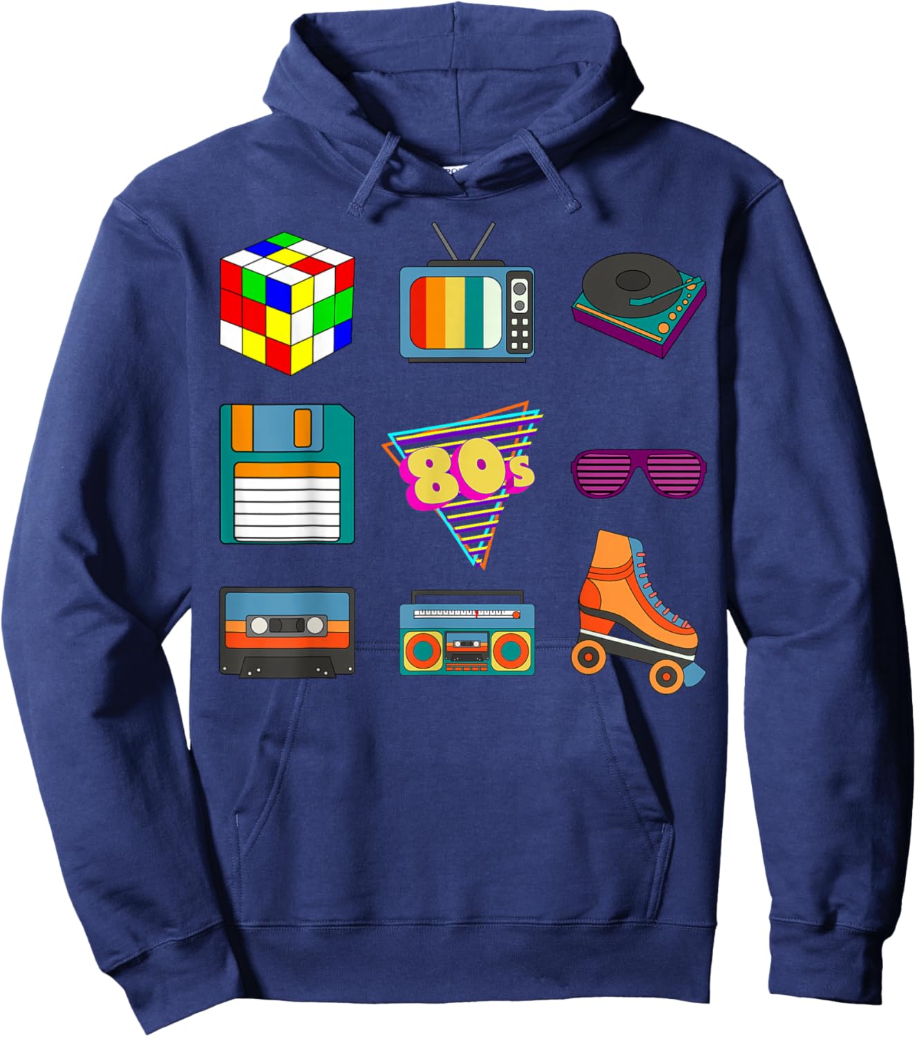 80's Retro Fashion Throwback Culture Disco Music Party Lover Short Sleeve Hoodie - Hoodie | Navy