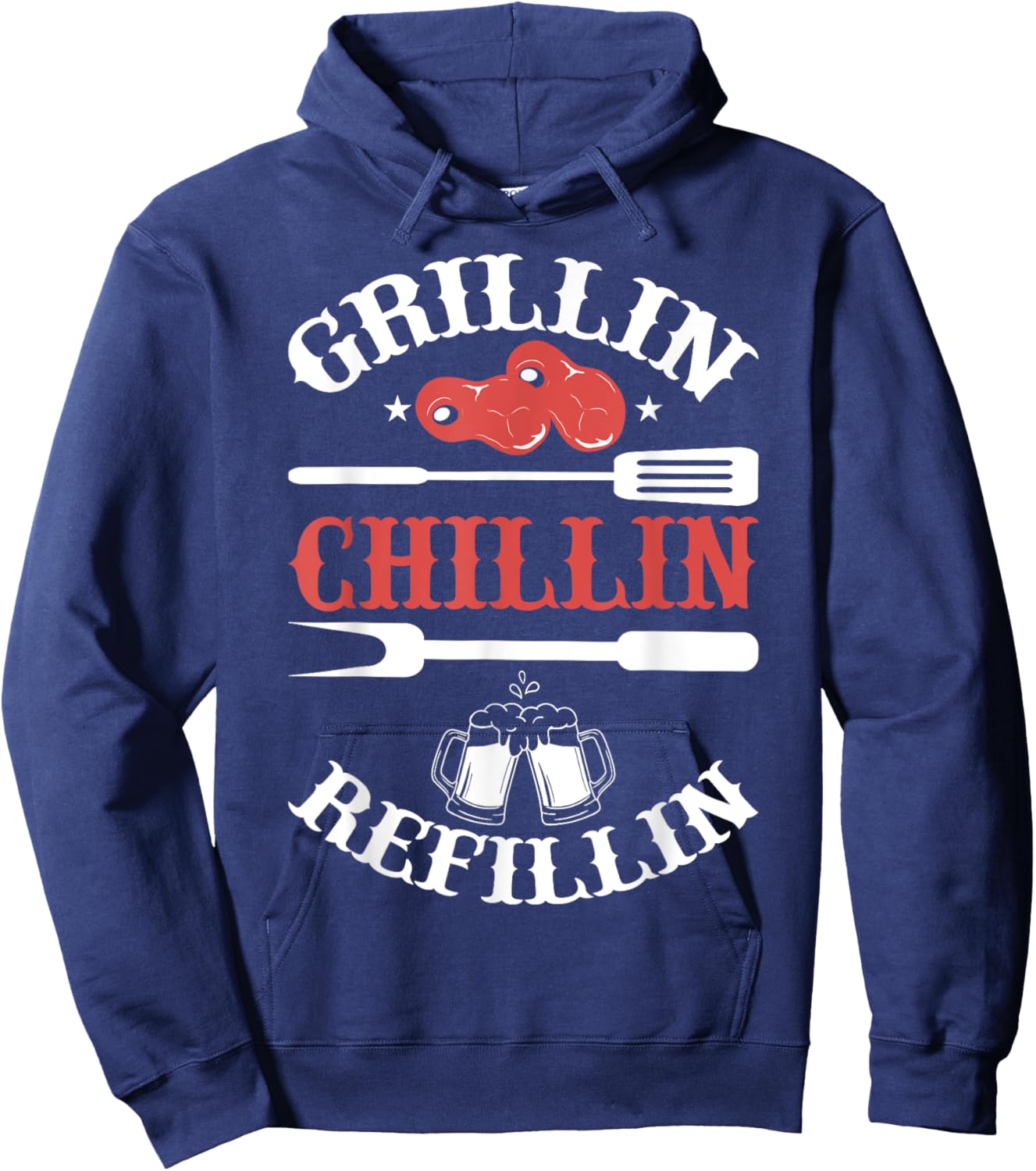 Funny vintage barbecue dad - barbecuing chilling & refilling Hoodie - Hoodie | Navy