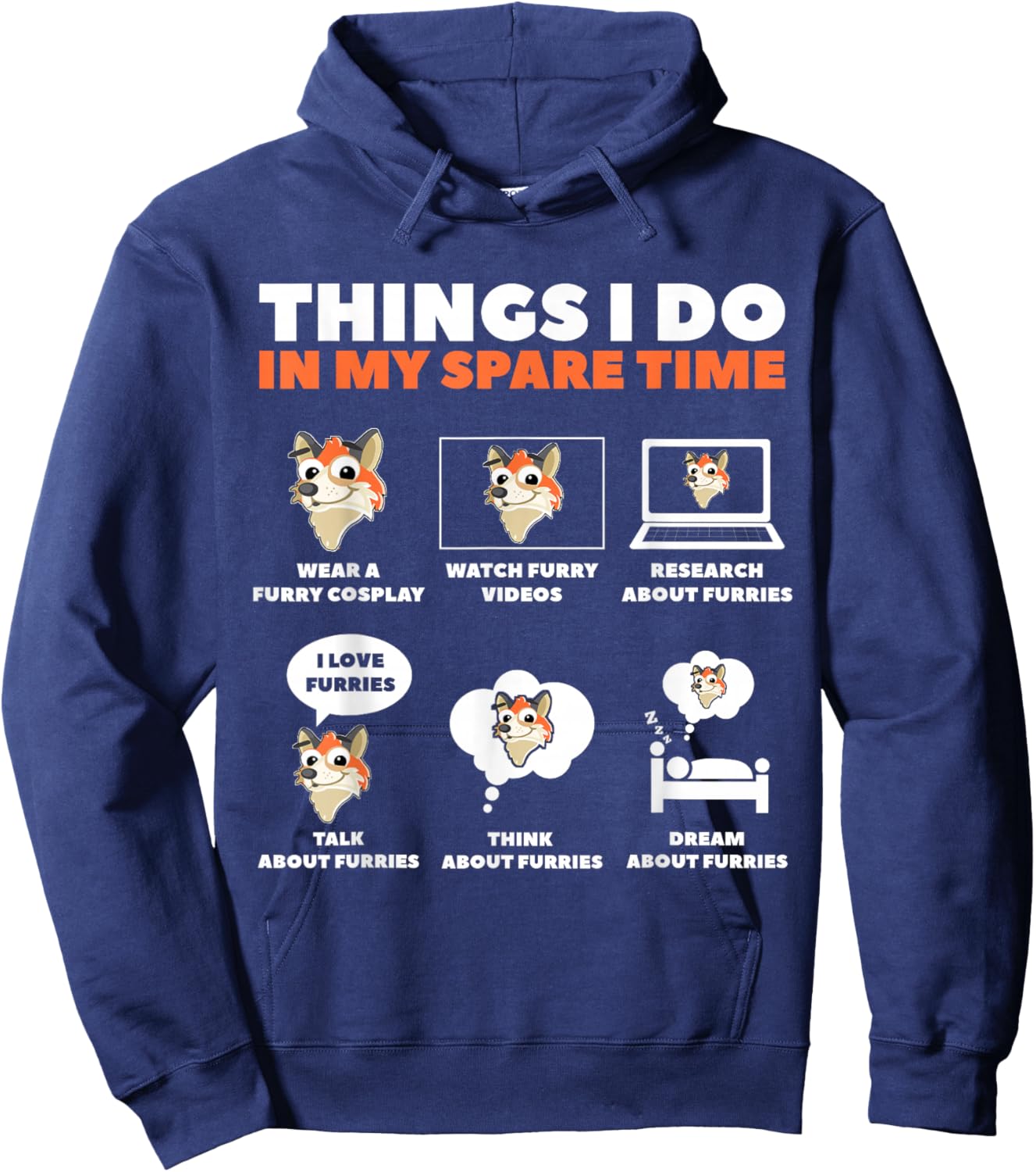 Things I Do in My Free Time Furry Cosplay Hoodie - Hoodie | Navy