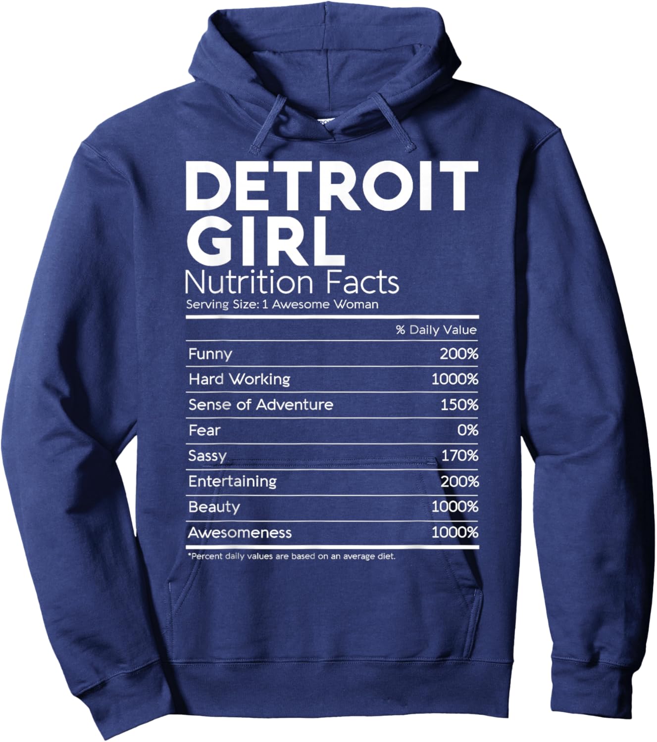 Detroit Girl Nutrition Facts Michigan Women Girl Funny Home Hoodie - Hoodie | Navy